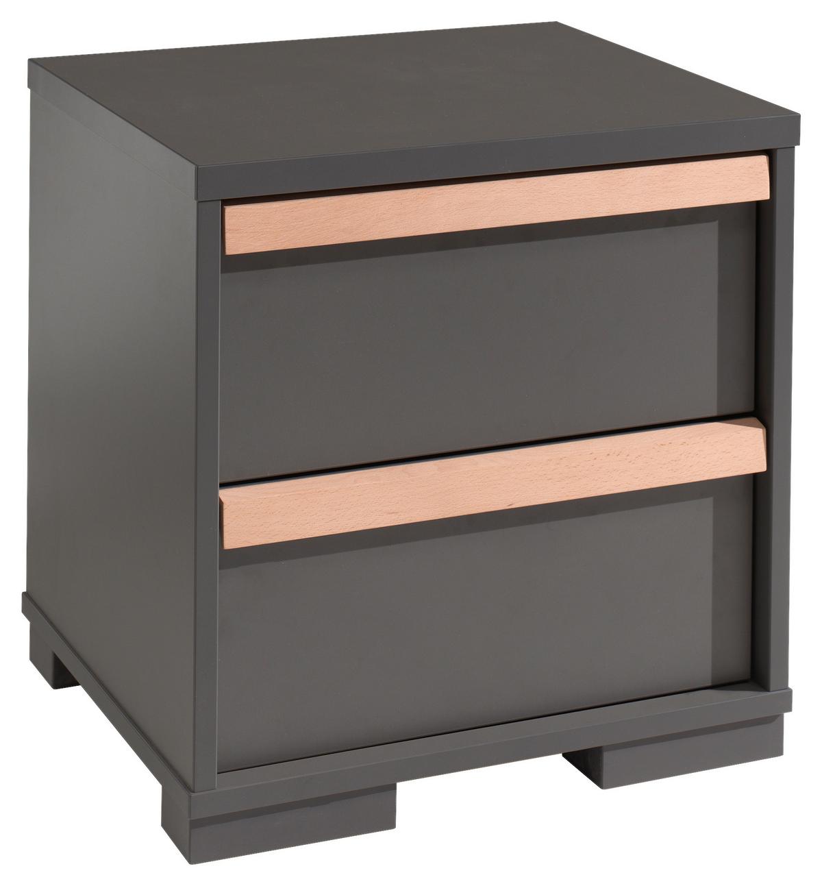 NACHTSCHRANK London B: 48,1 cm Anthrazit - Anthrazit/Buchefarben, MODERN, Holz/Holzwerkstoff (48,1/48,8/40cm) - MID.YOU