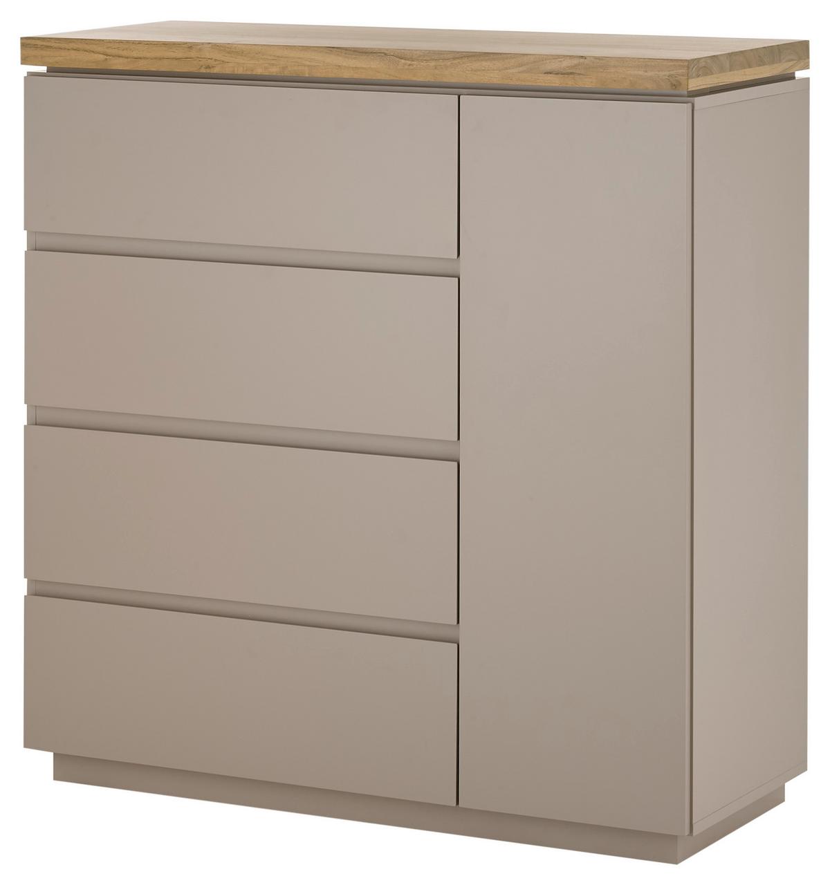 KOMODA PALAMOS - kolor naturalny/szary, Basics, materiał drewnopochodny/drewno (100/104/40cm)