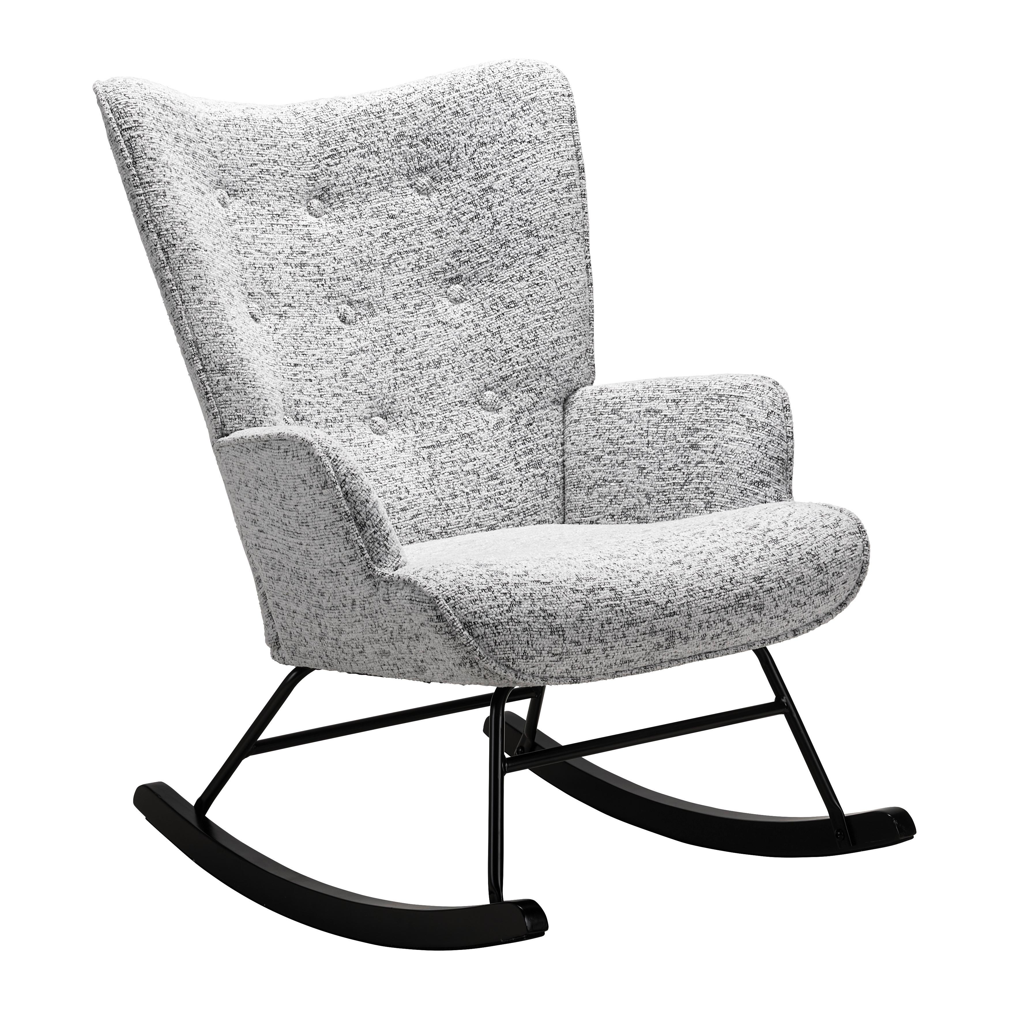 Schaukelsessel Rock Hellgrau - Hellgrau/Schwarz, MODERN, Holz/Textil (66/90/77cm) - Mömax