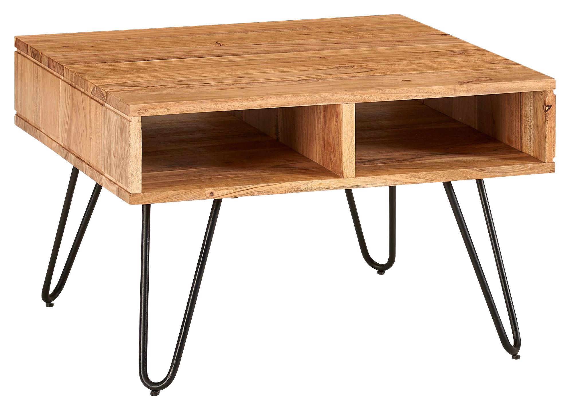 Klubska Miza Wl6.367 - črna/barve akacije, Moderno, kovina/les (60/60/40cm) - MID.YOU