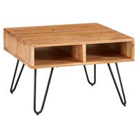 Dohányzóasztal Md.you - akáciaszínű/fekete, Modern, fa/fém (60/60/40cm) - MID.YOU