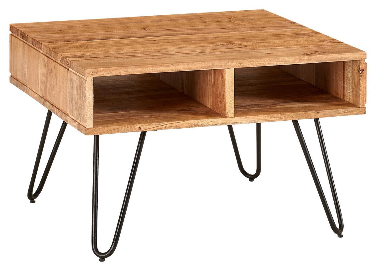 Dohányzóasztal Md.you - akáciaszínű/fekete, Modern, fa/fém (60/60/40cm) - MID.YOU