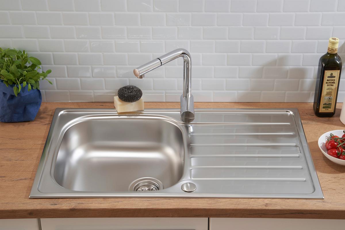 Spüle Edelstahl ca. 86x50 cm - Edelstahlfarben, Trend, Metall (86/17,5/50cm) - Respekta