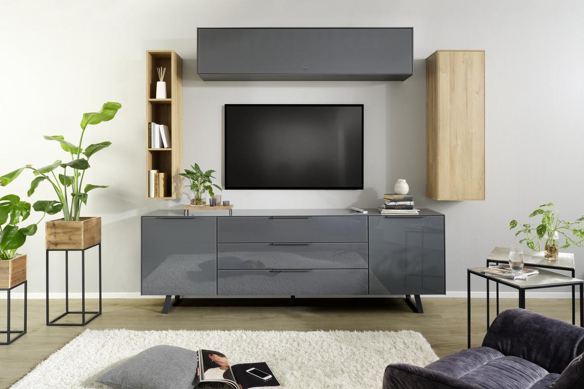 Viseči Element Max Box - antracit, Moderno, steklo/leseni material (38/175/32cm) - Premium Living
