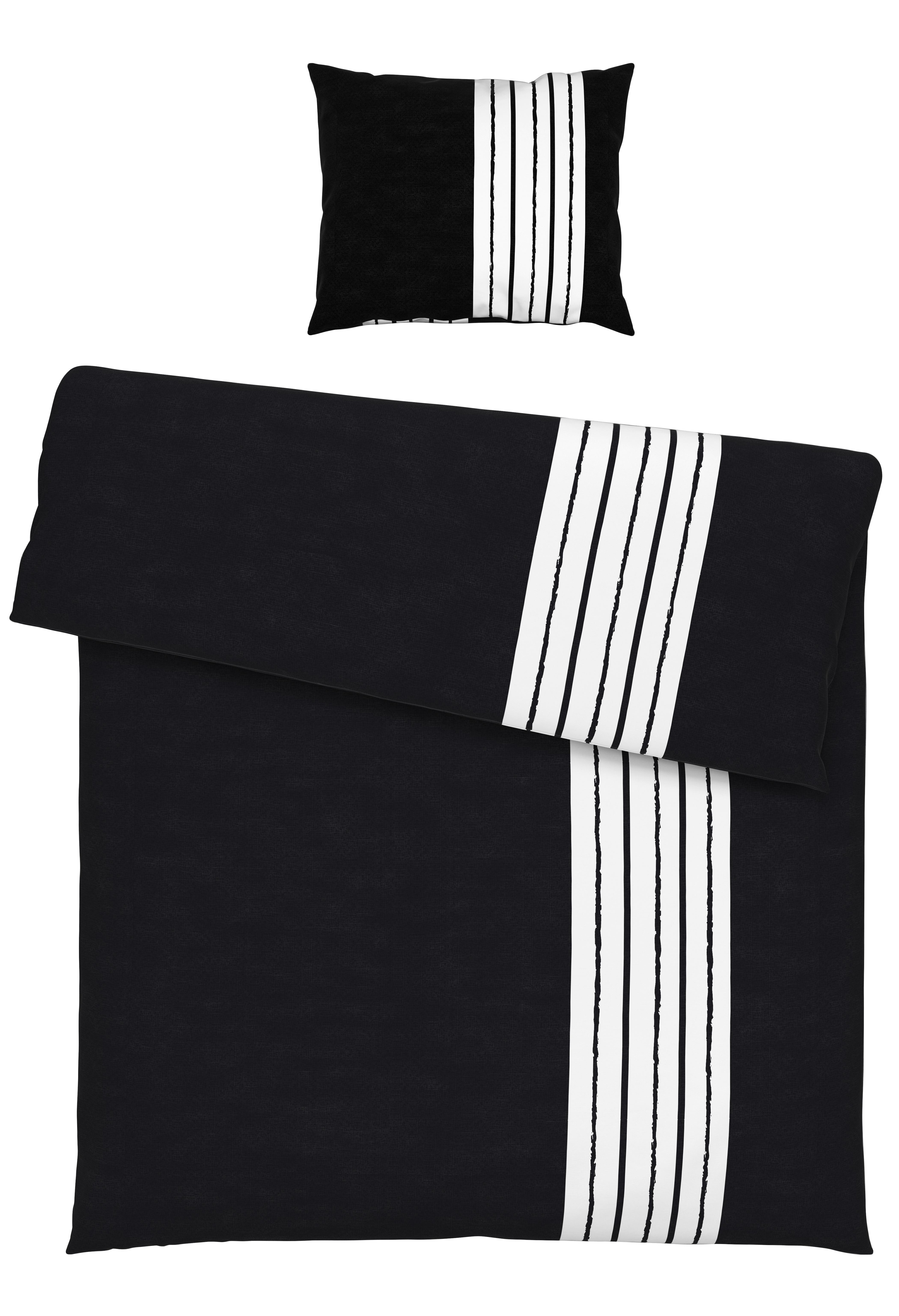Bettwäsche Stripes in Schwarz/Weiss ca. 160x210cm - Schwarz, Modern, Textil (160/210cm) - Modern Living