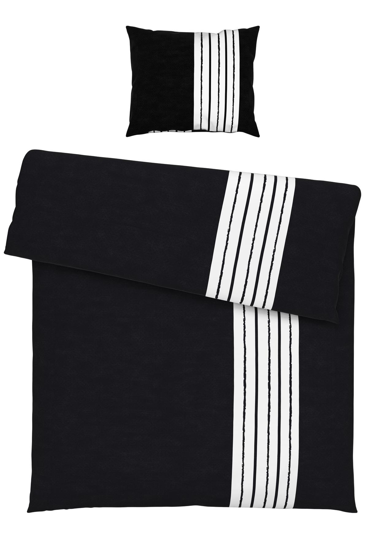 Bettwäsche Stripes in Schwarz/Weiss ca. 160x210cm - Schwarz, Modern, Textil (160/210cm) - Modern Living