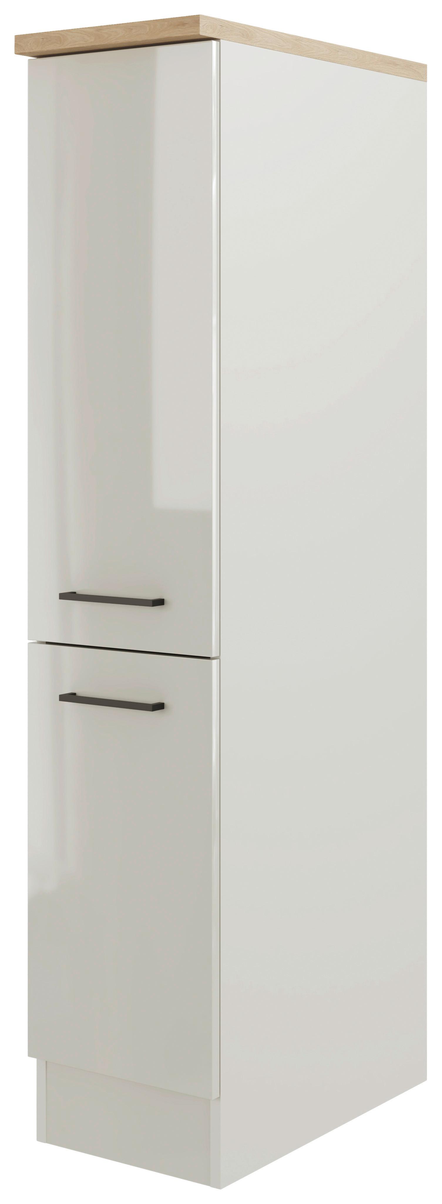 Apothekerschrank in Lichtgrau glänzend - Schwarz/Grau, MODERN, Holzwerkstoff/Metall (30/162/57cm) - FlexWell