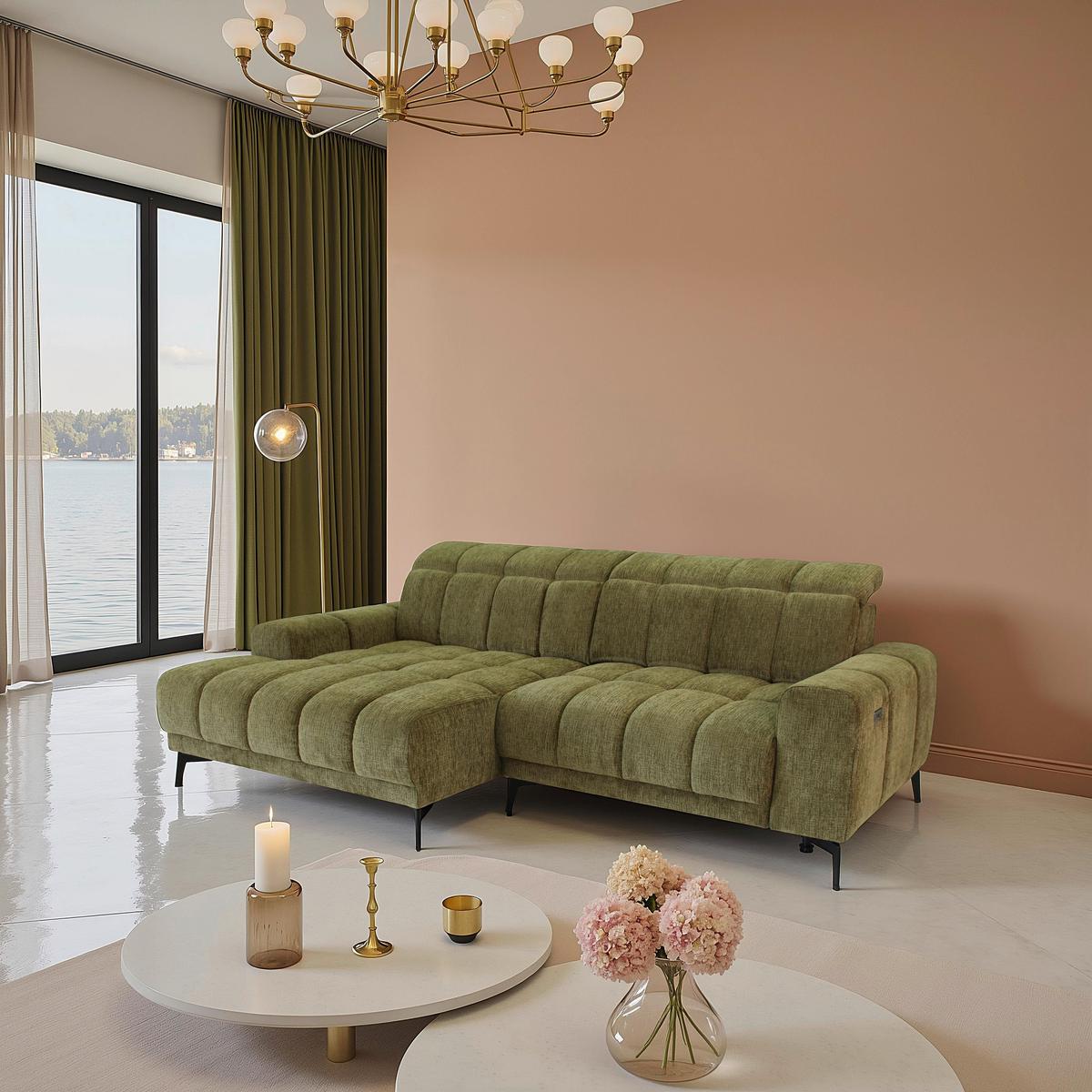 Kutna Garnitura Laya - zelena, Moderno, tekstil (155/250cm) - Premium Living