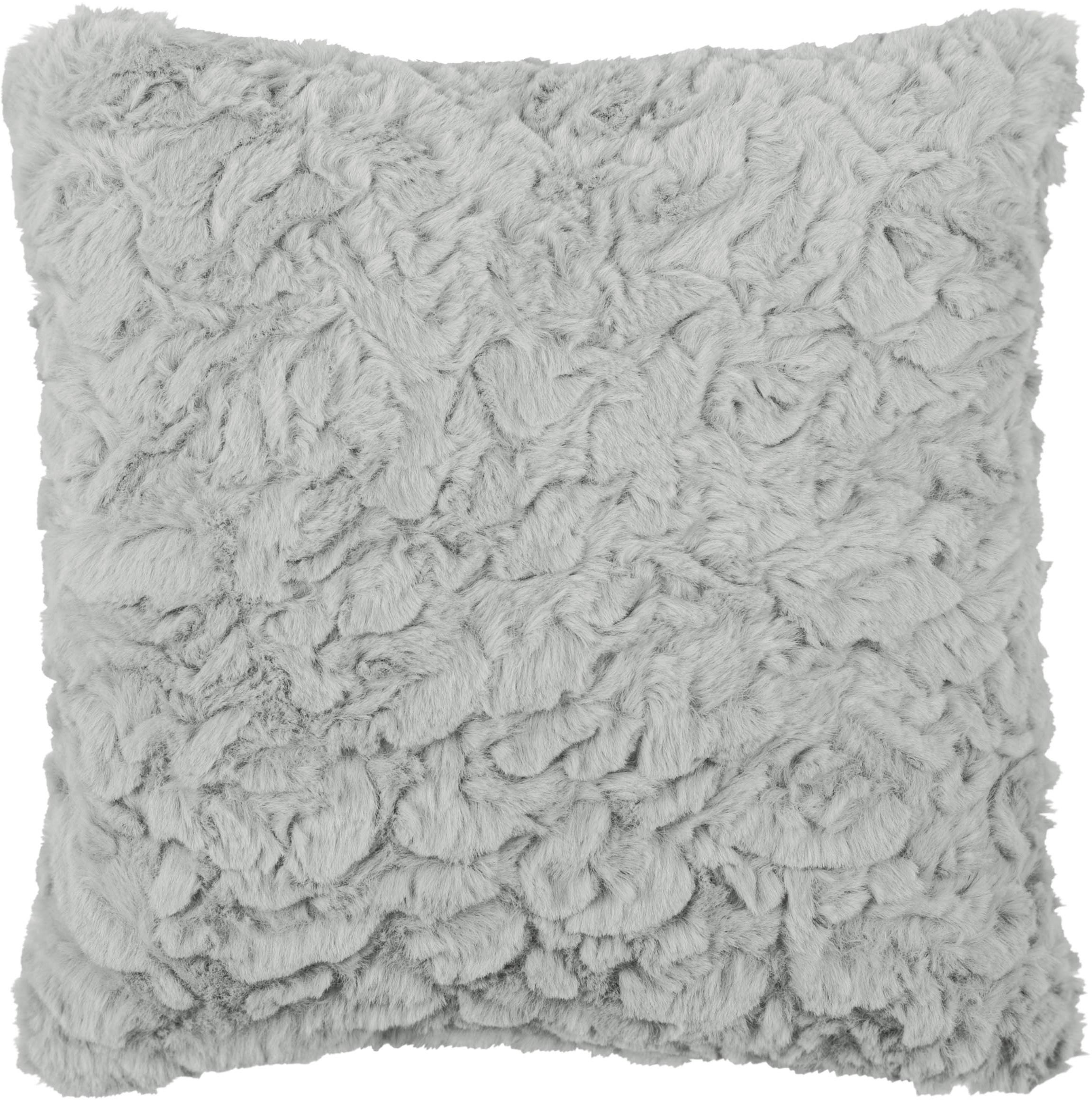 Zierkissen Fluffy Hellgrau ca. 25x25cm - Hellgrau, ROMANTIK / LANDHAUS, Textil (25/25cm)