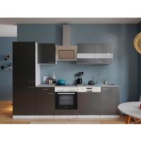 Küchenblock Malia mit Geräten ca. 280 cm Grau - Edelstahlfarben/Graphitfarben, Basics, Holzwerkstoff/Metall (280cm) - Respekta