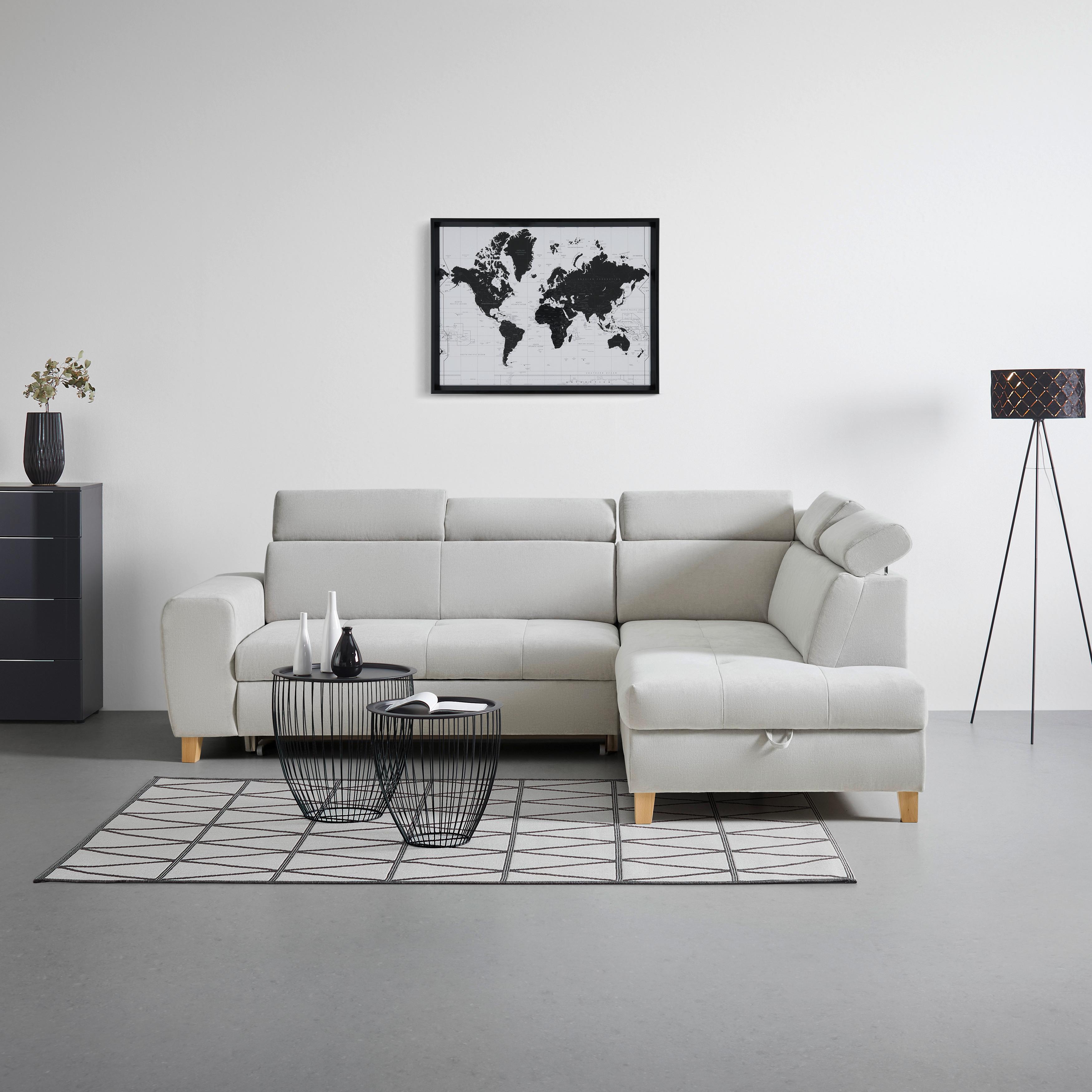 Wohnlandschaft Lugo Grauweiß - Grauweiß, MODERN, Holz/Kunststoff (266/98/205cm) - Mömax