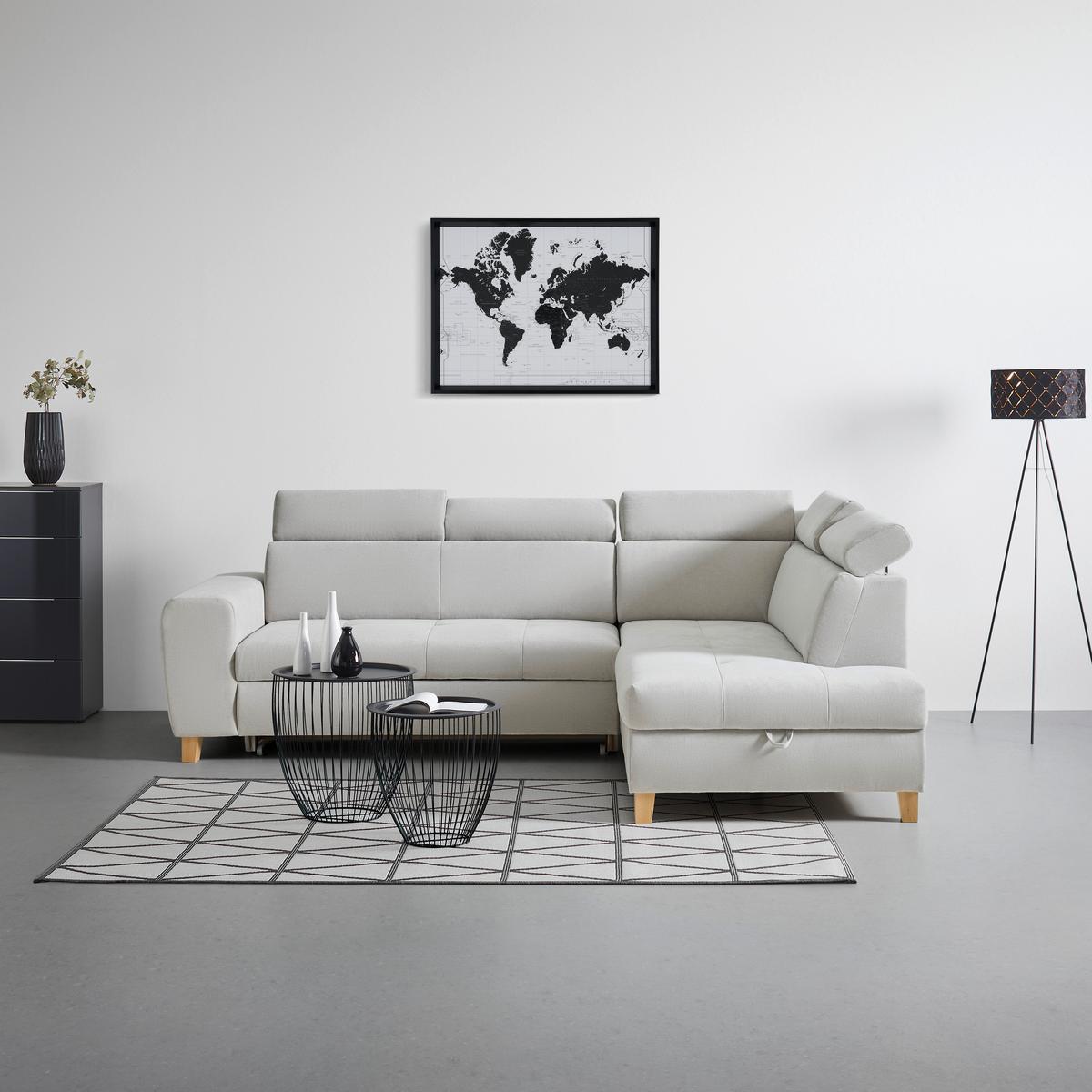 Wohnlandschaft Lugo Grauweiß - Grauweiß, MODERN, Holz/Kunststoff (266/98/205cm) - Mömax