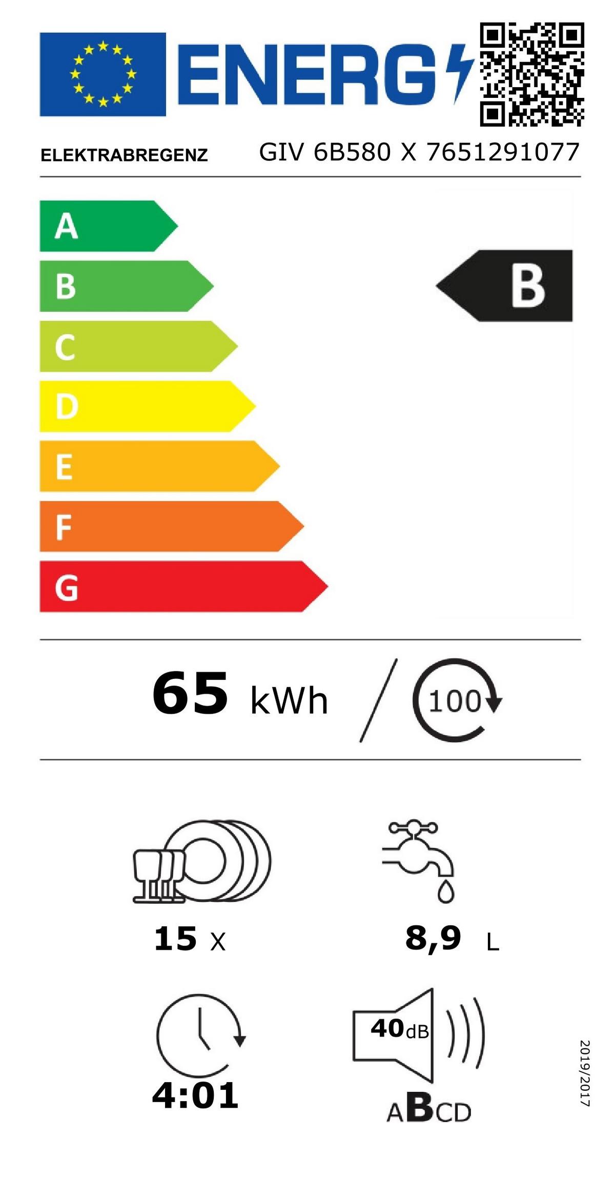 Geschirrspüler GIV6B580X Weiß - Weiß, Natur, Metall (59,8/81,8/55cm) - Elektra Bregenz