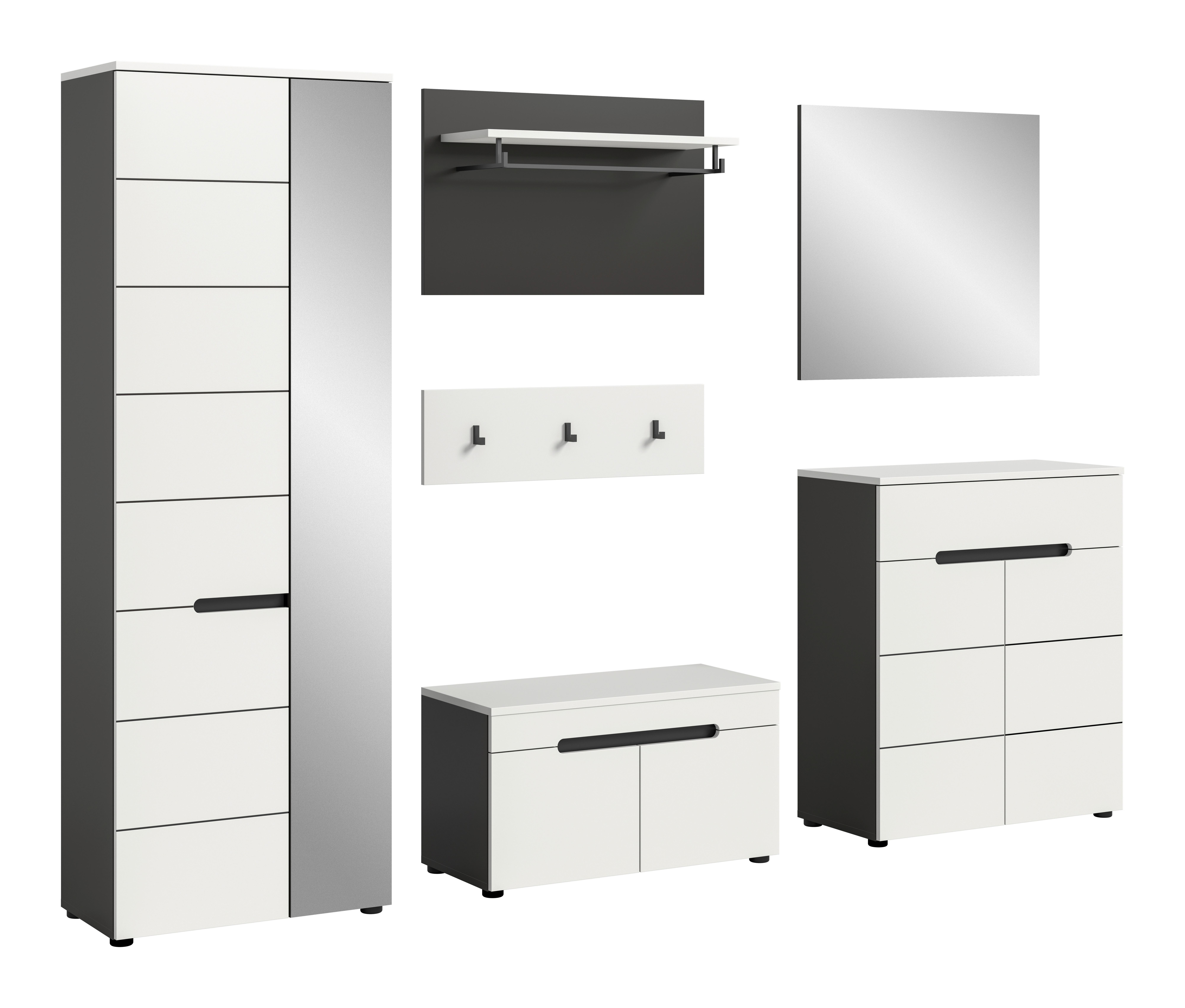 Predsoba Canu, Bela, Siva, 5-Delna - siva/bela, Design, leseni material (265/190/37cm) - Livetastic