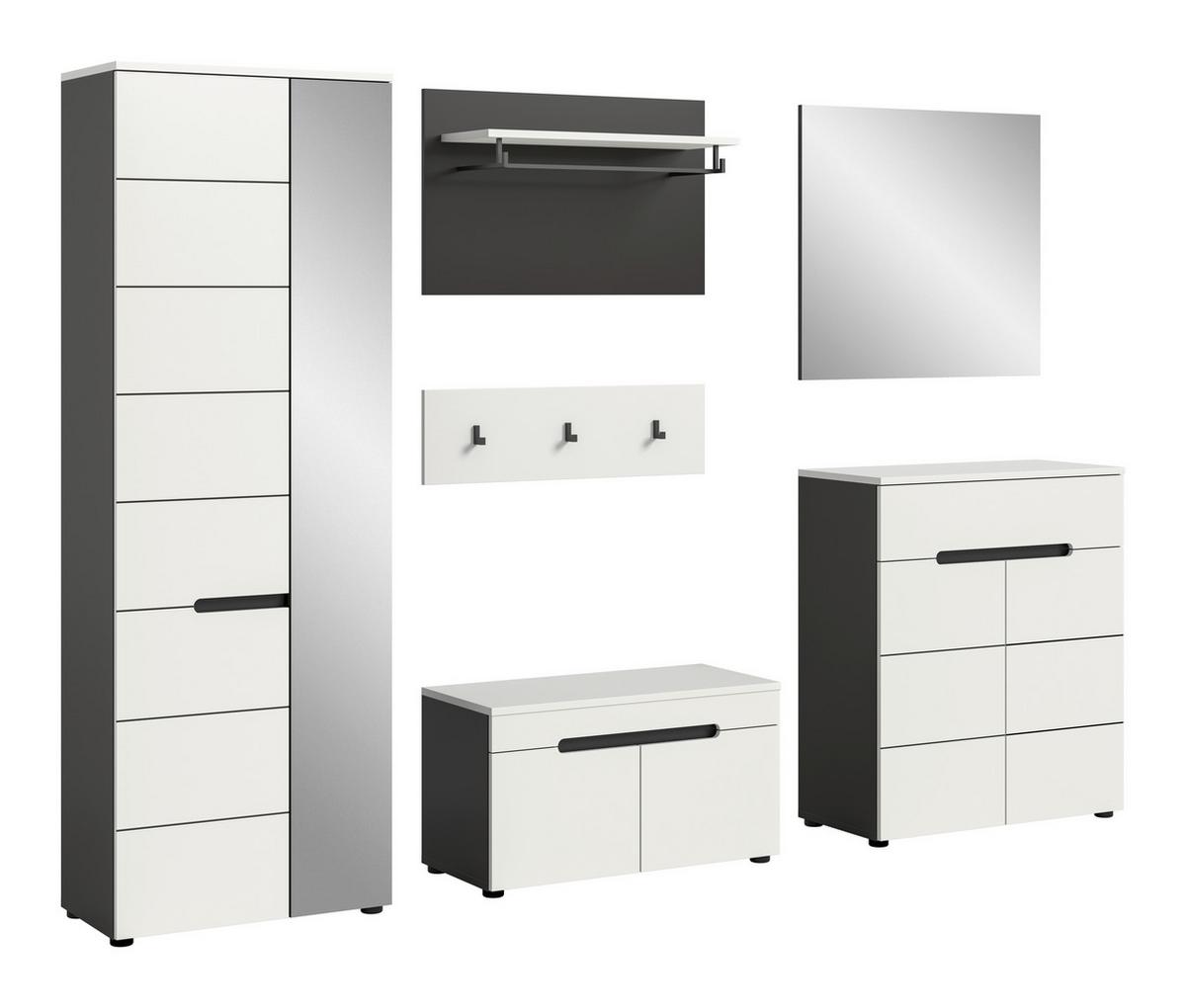 Predsoba Canu, Bela, Siva, 5-Delna - siva/bela, Design, leseni material (265/190/37cm) - Livetastic