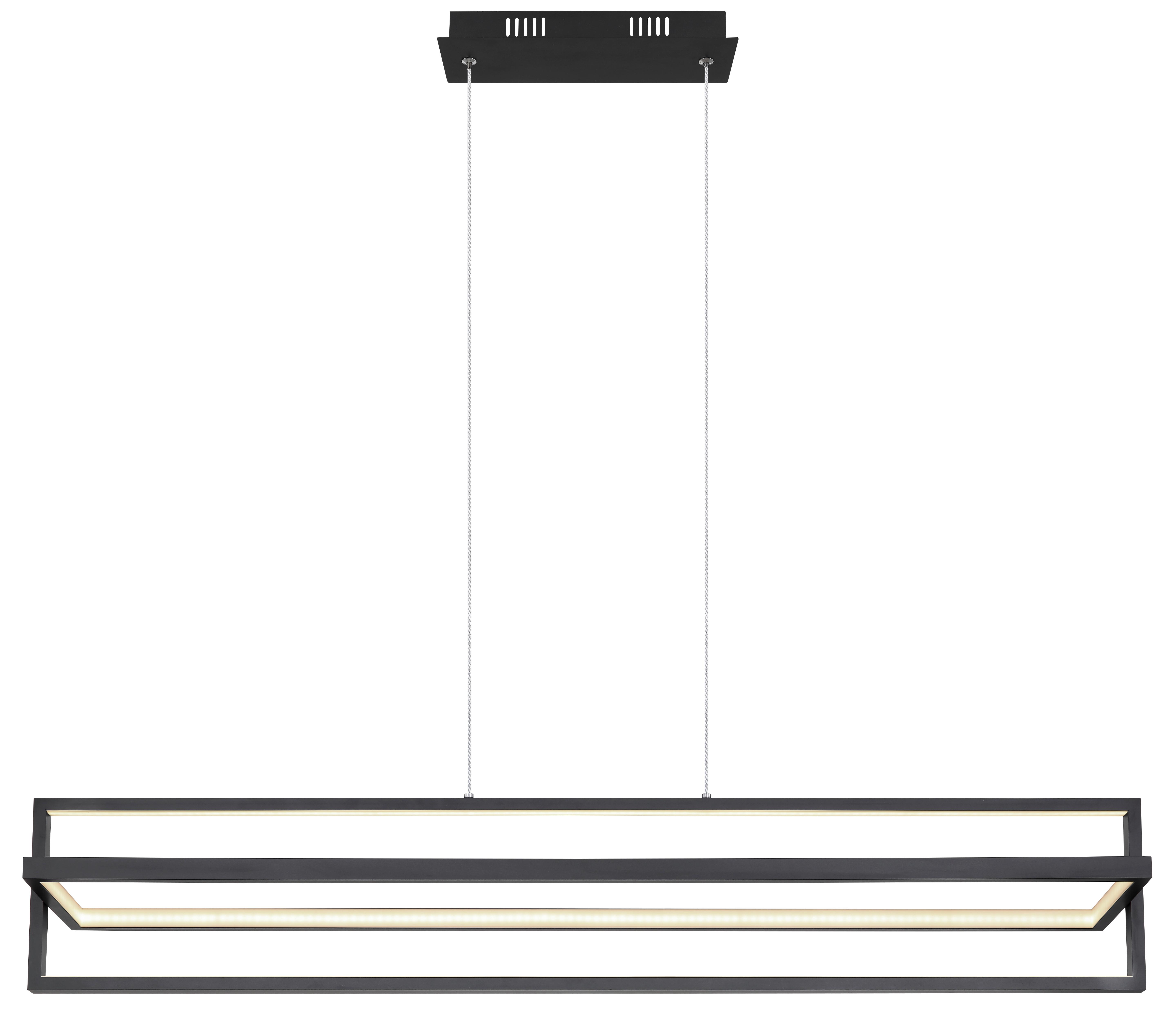 Hängeleuchte Flips Opal/Schwarz max. 43 Watt - Opal/Schwarz, Trend, Kunststoff/Metall (102/18/120cm) - Globo