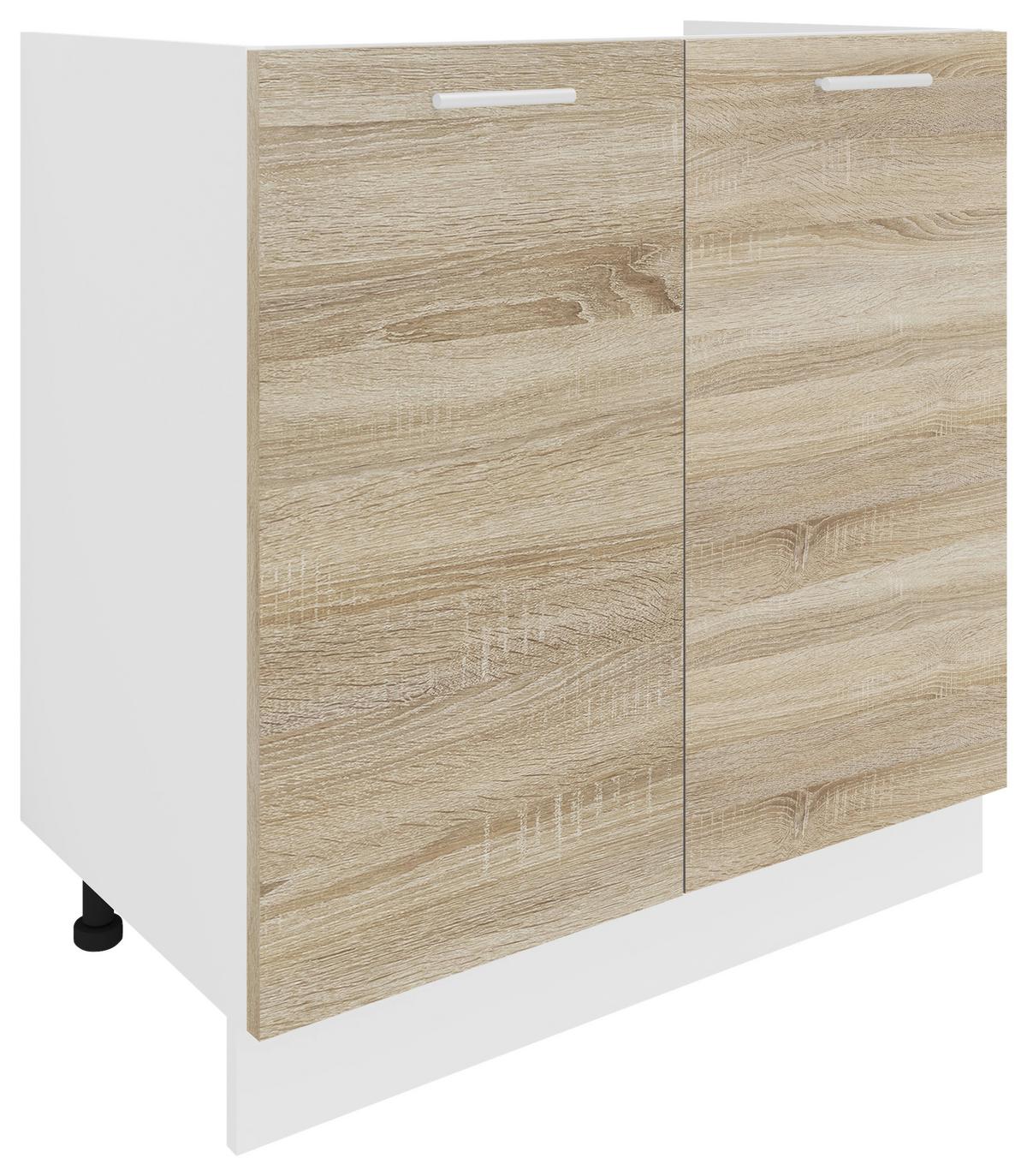 Spodnja Omarica Za Korito Esilo, Hrast, Bela - bela/barve aluminija, Konvencionalno, kovina/leseni material (80/82/46cm) - MID.YOU