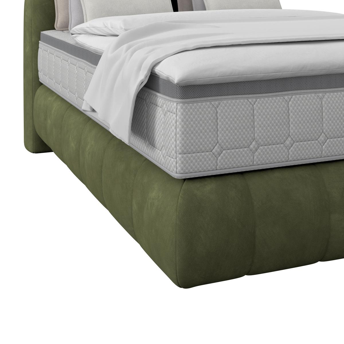 Boxspring Krevet Nobu - tamno zelena/crna, Trend, drvo/tekstil (140/200cm) - Premium Living