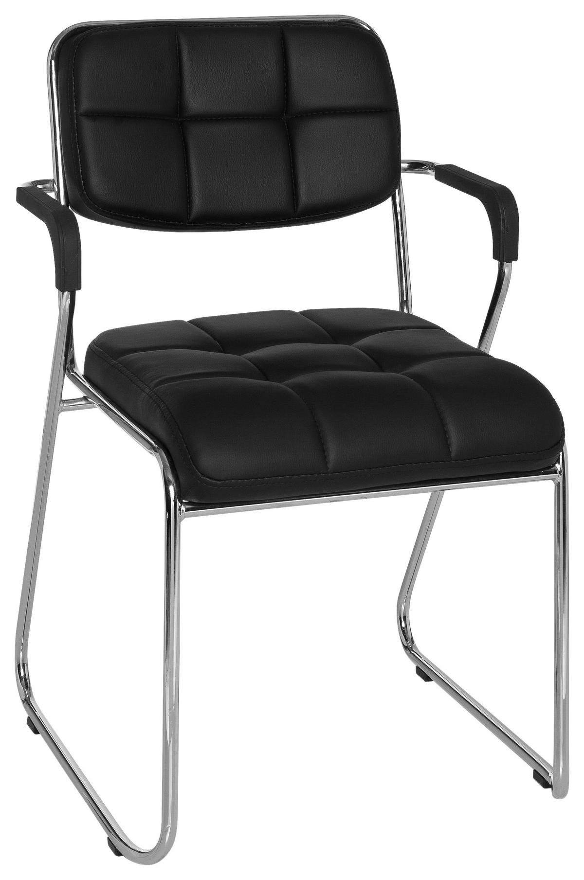 Konferenčni Stol Zanta Pu, Črna - barve kroma/črna, Basics, kovina/tekstil (49/79/44cm) - MID.YOU