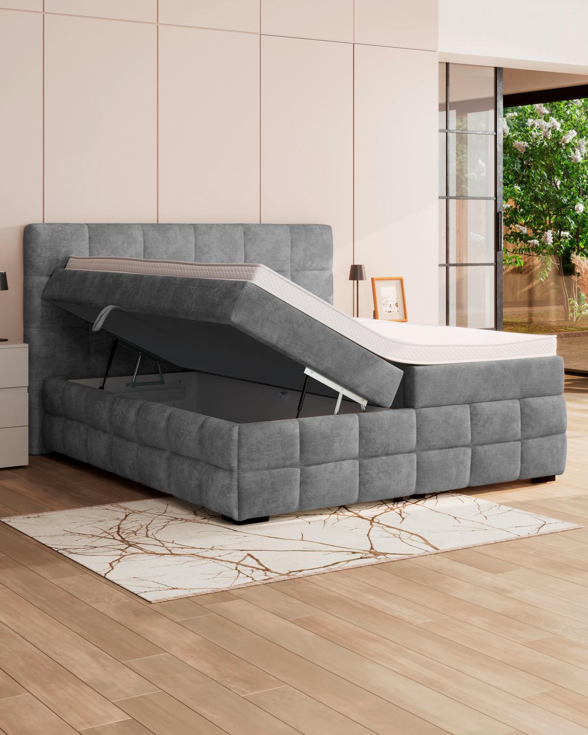 PAT BOX VEGA - verde/gri, Trend, lemn/textil (200/200cm) - Modern Living