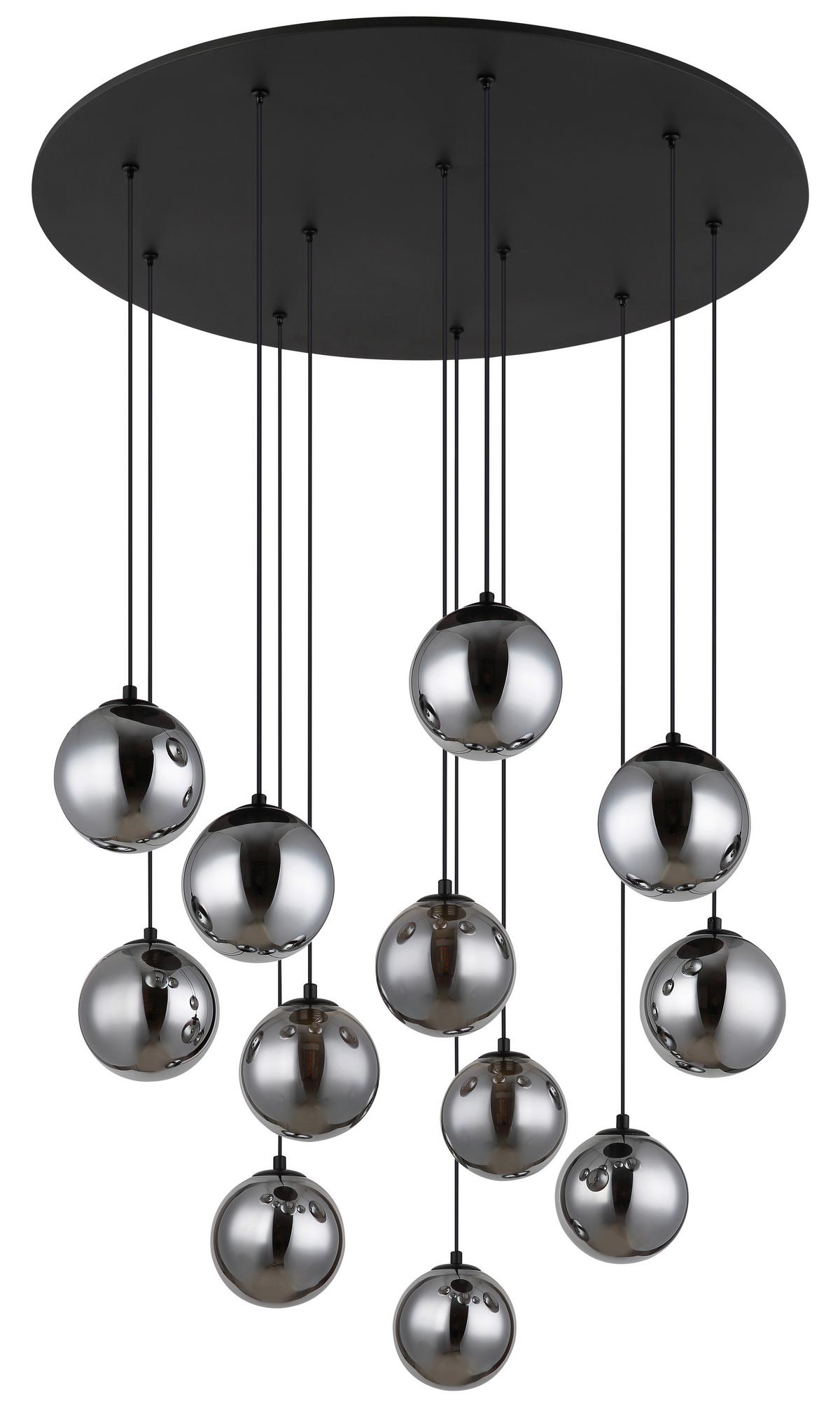 Led Viseća Svjetiljka Riha - crna, Design, staklo/metal (75/120cm) - Globo