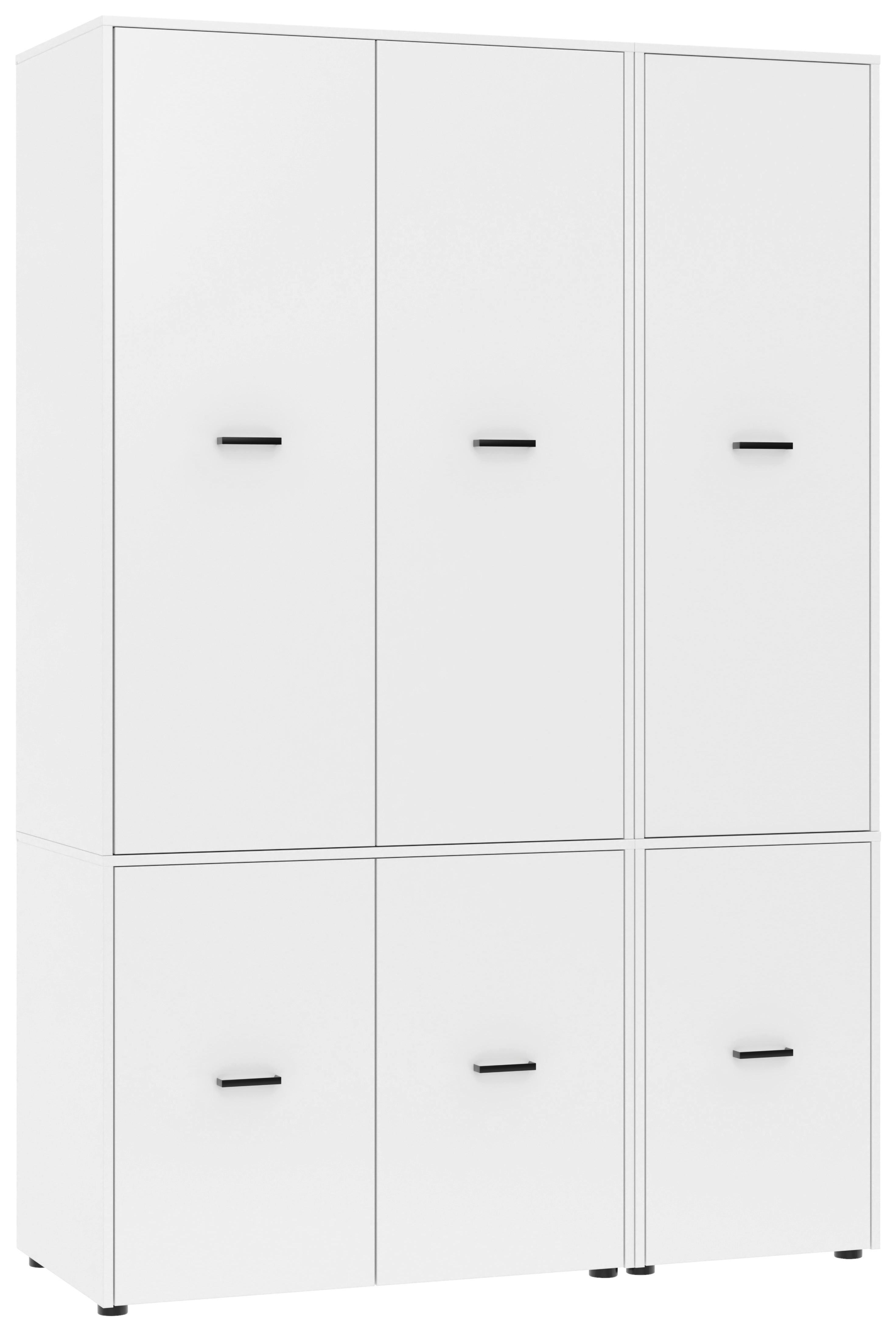 Kleiderschrank Kivo Weiß - Schwarz/Weiß, Basics, Holzwerkstoff/Kunststoff (135/199,6/52,1cm) - Based