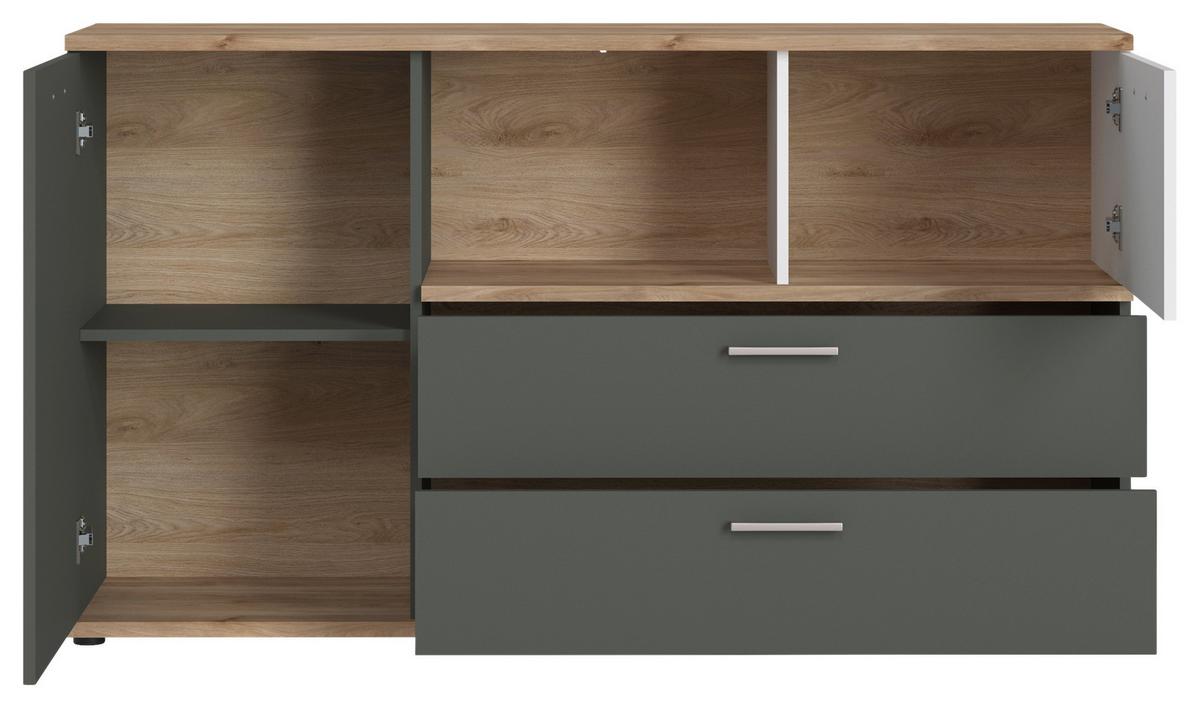 Komoda Twenty - bijela/boje grafita, Moderno, drvni materijal/plastika (150/86/40cm) - Modern Living