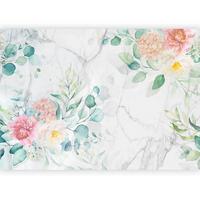 Fotótapéta Flowery Marble - többszínű/fehér, Lifestyle, textil (250cm) - artgeist
