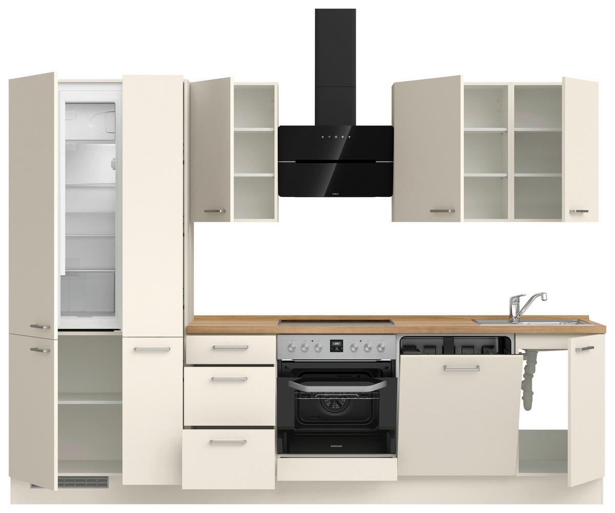 Küchenblock Touch High m. Geräten Magnolie - Edelstahlfarben/Eichefarben, MODERN, Holzwerkstoff/Metall (300cm) - Nobilia