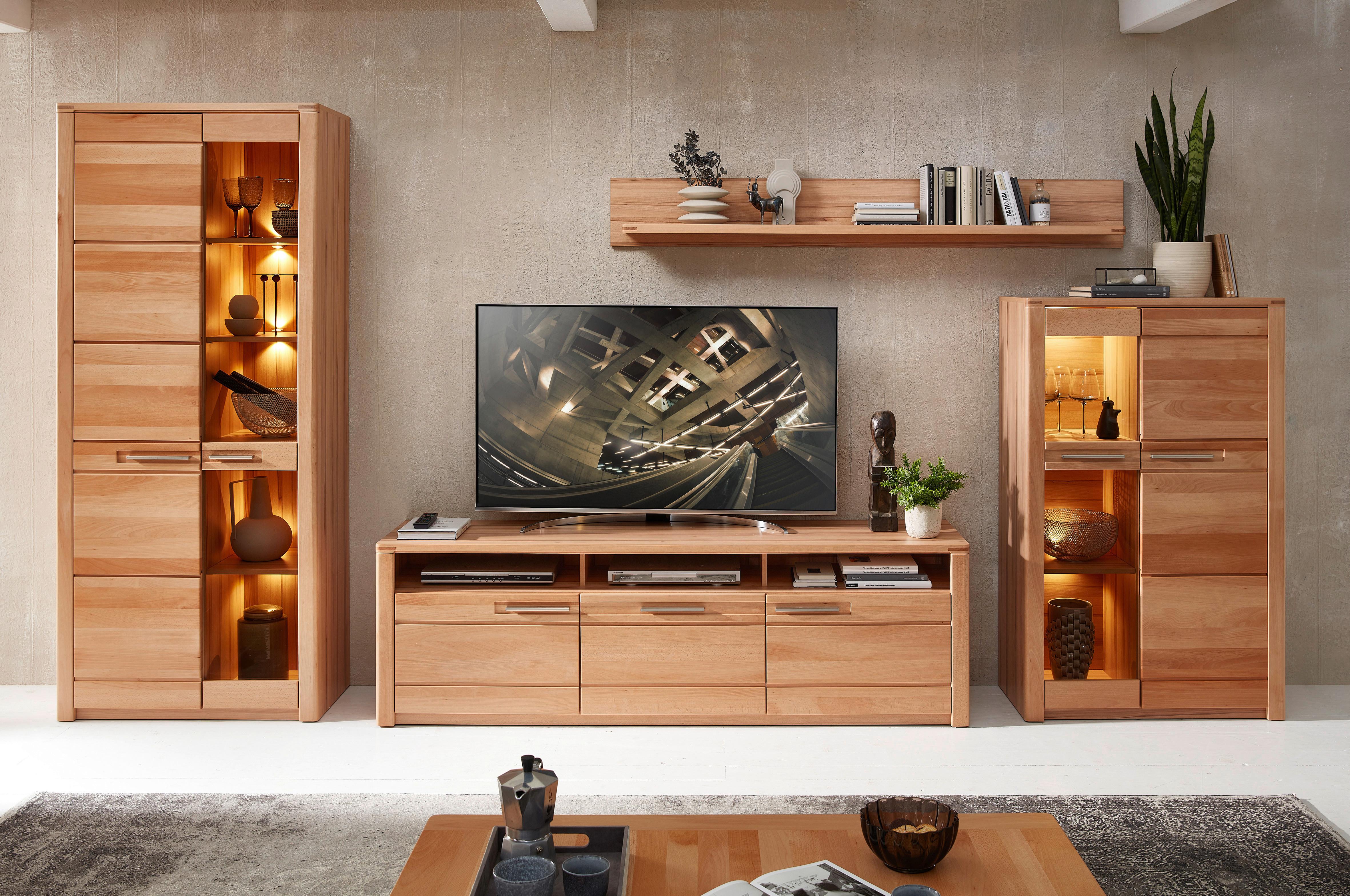 TV-Element Arvid Kernbuche - Chromfarben/Kernbuche, Konventionell, Holzwerkstoff/Metall (190/58/45cm) - Mömax