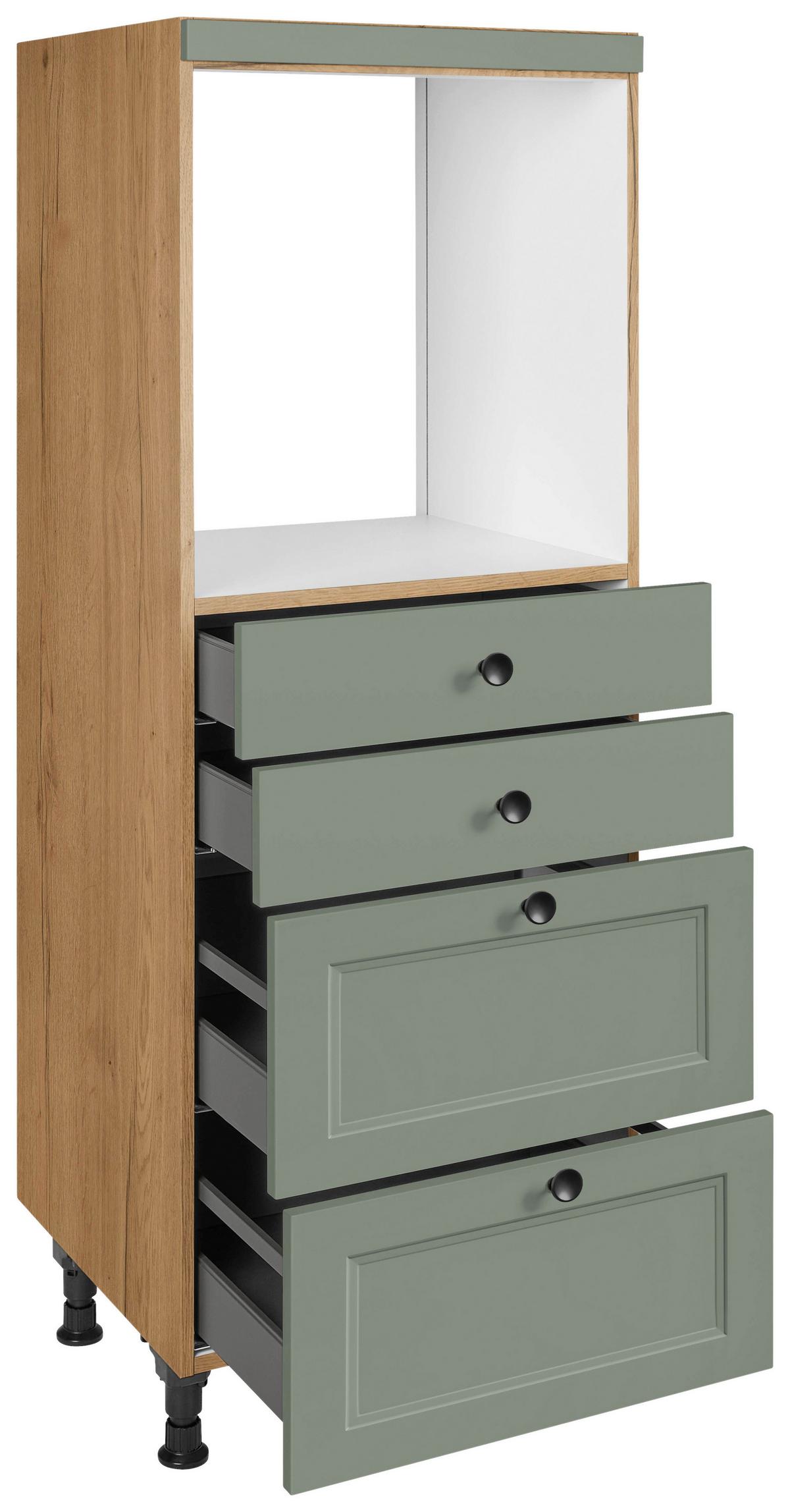 Geräteumbauschrank Cascada Grün - Eichefarben/Schwarz, MODERN, Holzwerkstoff/Metall (60/168/58cm) - Nobilia