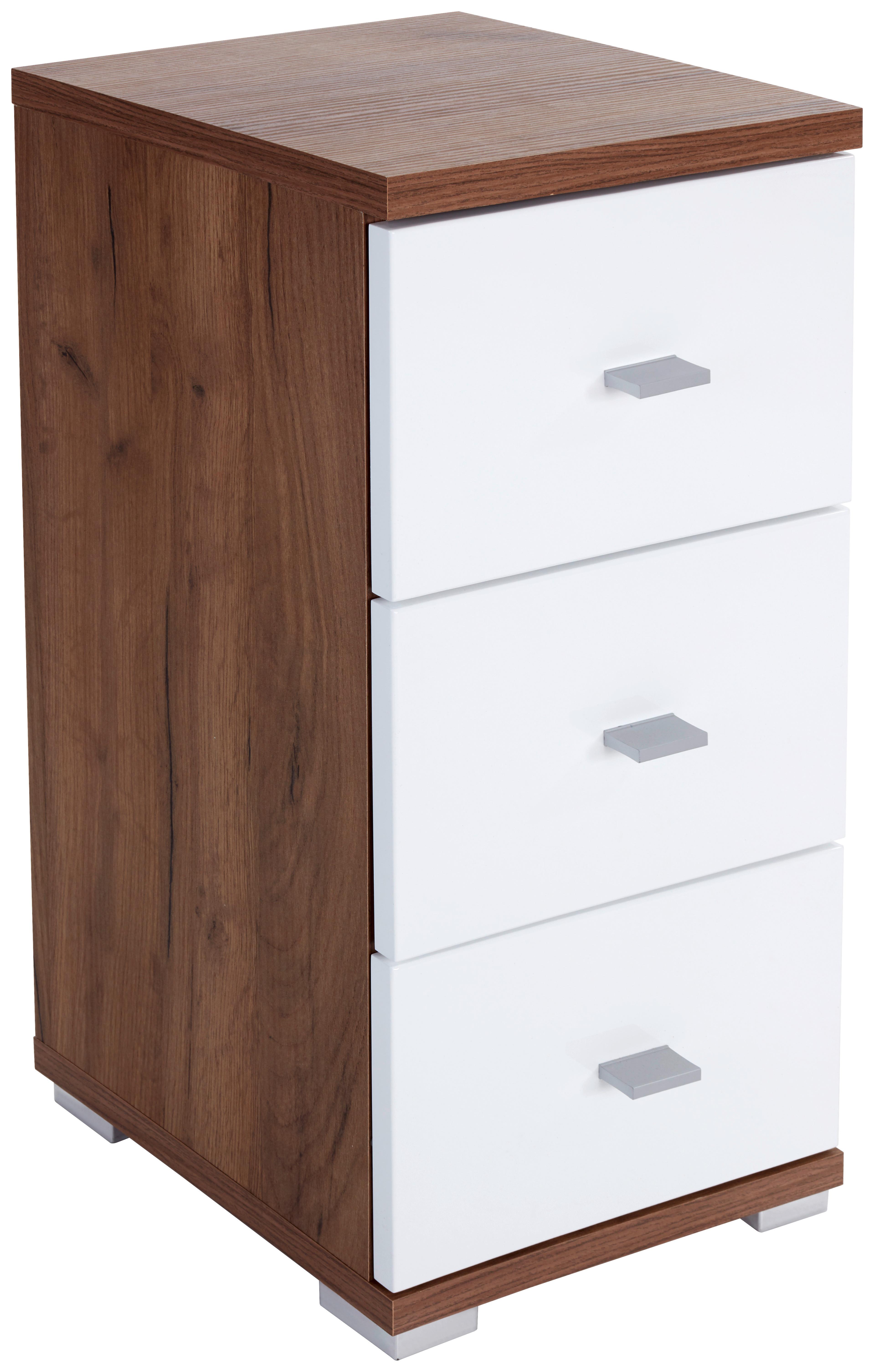 Dulap Inferior Bari - alb/culoare lemn stejar, Konventionell, material pe bază de lemn (35/72/31,5cm)