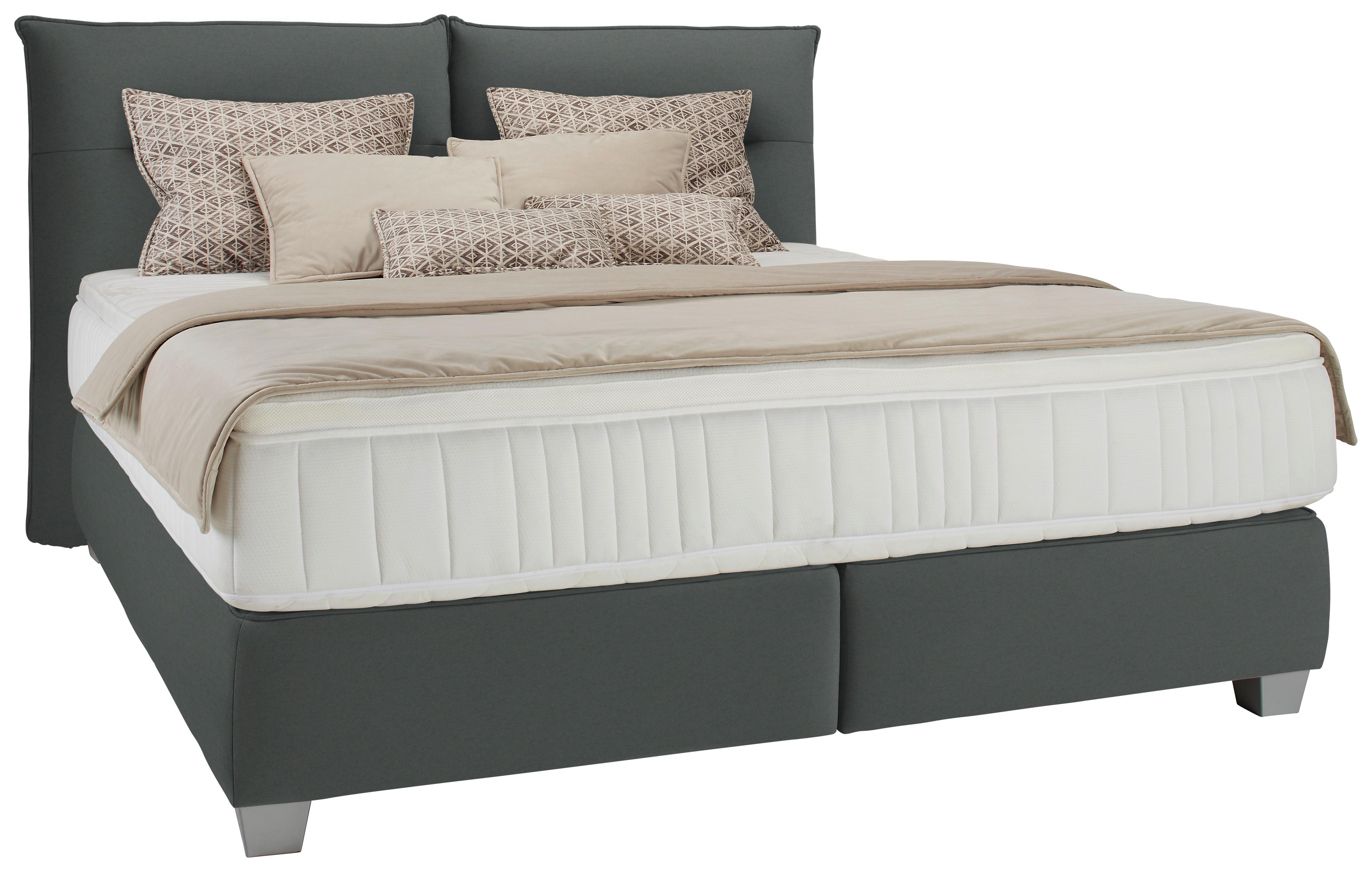 Boxspring Krevet Fog - srebrne boje/antracit, Lifestyle, tekstil/plastika (180/200cm) - Premium Living