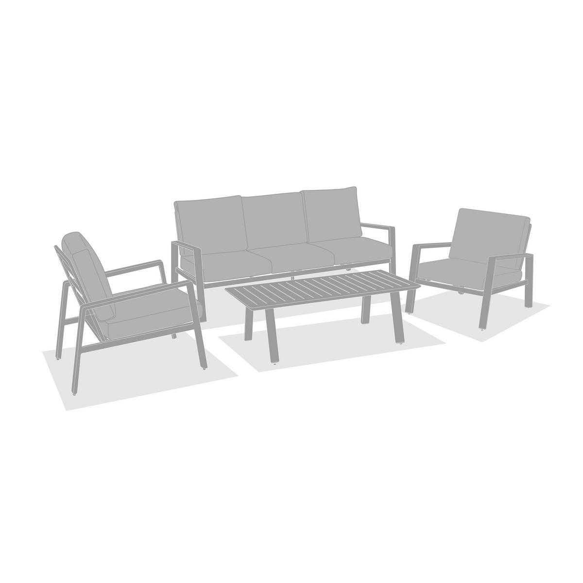 Set grădină Luzane - crem, Basics, metal/textil (291,5/87/152cm)