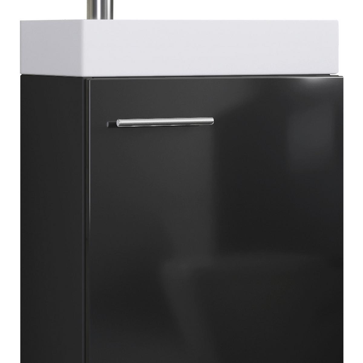 Gästebad Slito 3-tlg. ca. 41 cm Schwarz - Schwarz/Weiß, KONVENTIONELL, Keramik/Holzwerkstoff (41cm) - MID.YOU