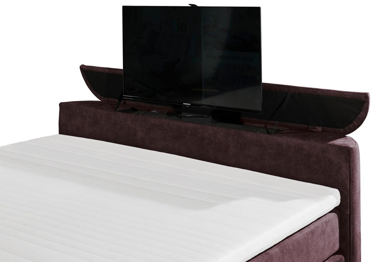 Boxspringbett Dallas m. LED ca. 180x200 cm Aubergine - Aubergine, MODERN, Holzwerkstoff/Kunststoff (180/200cm) - MID.YOU
