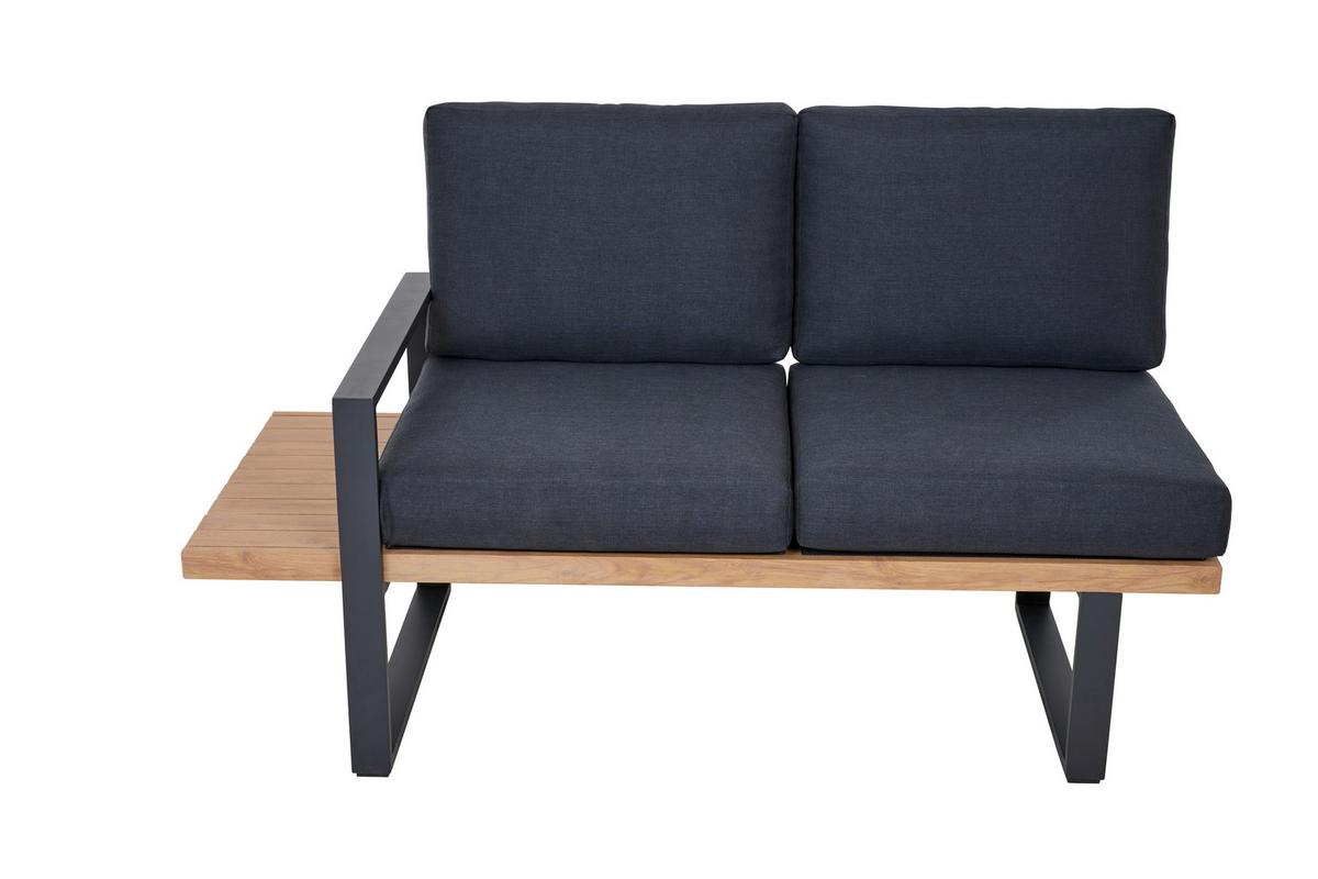 Loungegarnitur Bari Anthrazit/Teakfarben - Anthrazit/Teakfarben, Basics, Textil/Metall (73,5/78,5/155cm) - Siena Garden