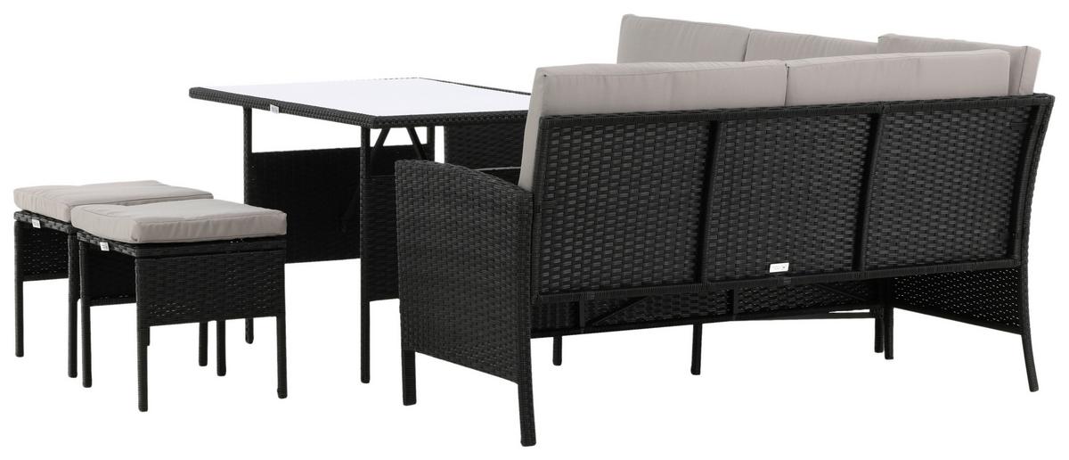 Dining-Loungeset Knock Grau/Schwarz - Schwarz/Grau, KONVENTIONELL, Kunststoff - Gardenson