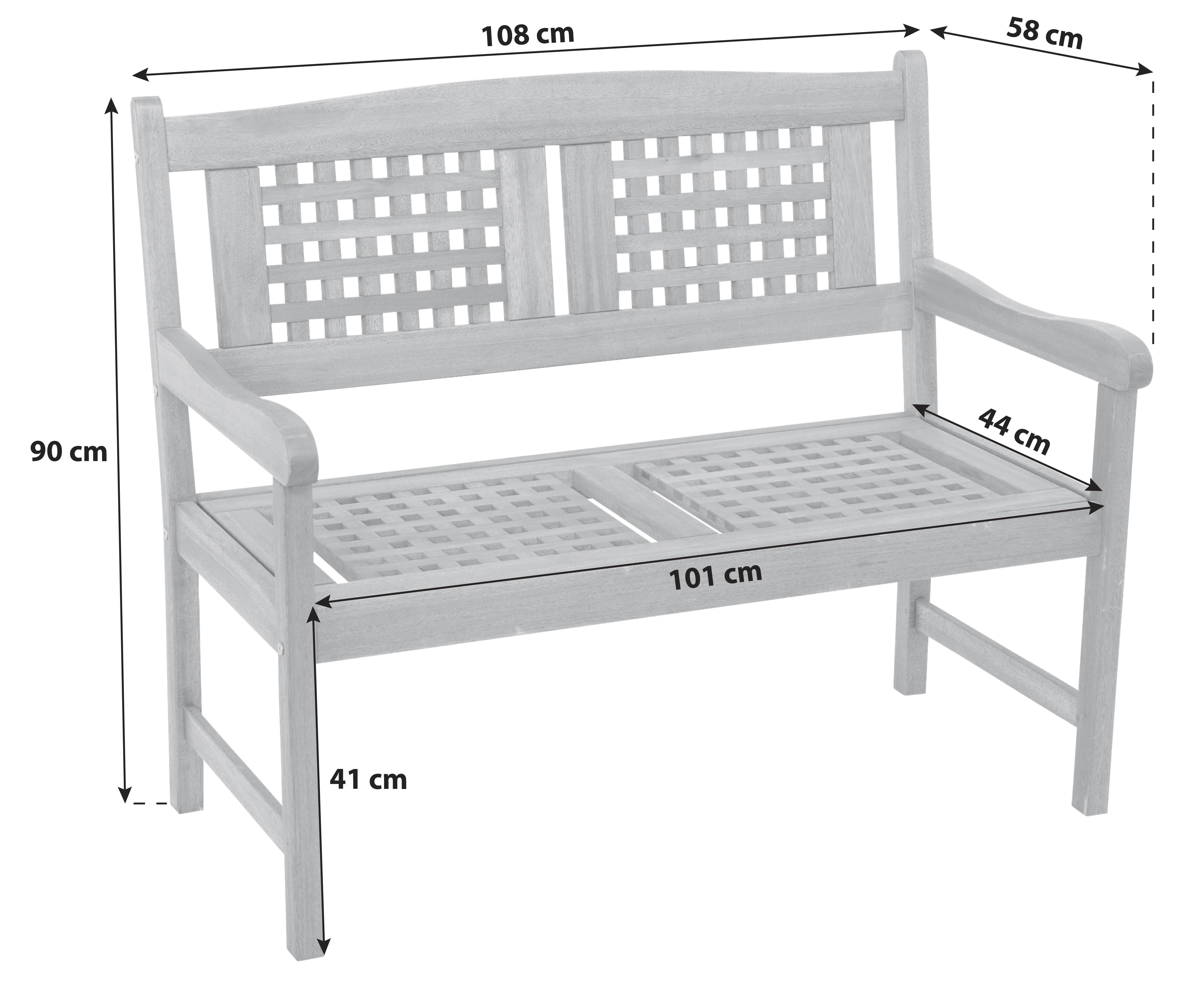 Gartenbank Lima aus Eukalyptus Natur - Naturfarben, Basics, Holz (108/90/58cm) - Gardenson