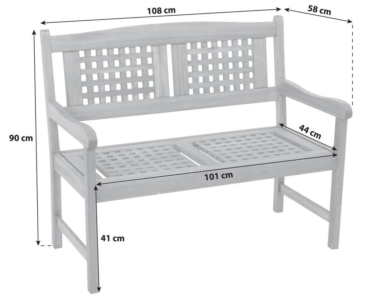 Gartenbank Lima aus Eukalyptus Natur - Naturfarben, Basics, Holz (108/90/58cm) - Gardenson