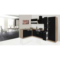 Eckküche Economy ca. 172x310cm Schwarz/Eichefarben - Eichefarben/Schwarz, Basics, Glas/Holzwerkstoff (172/310cm) - Respekta