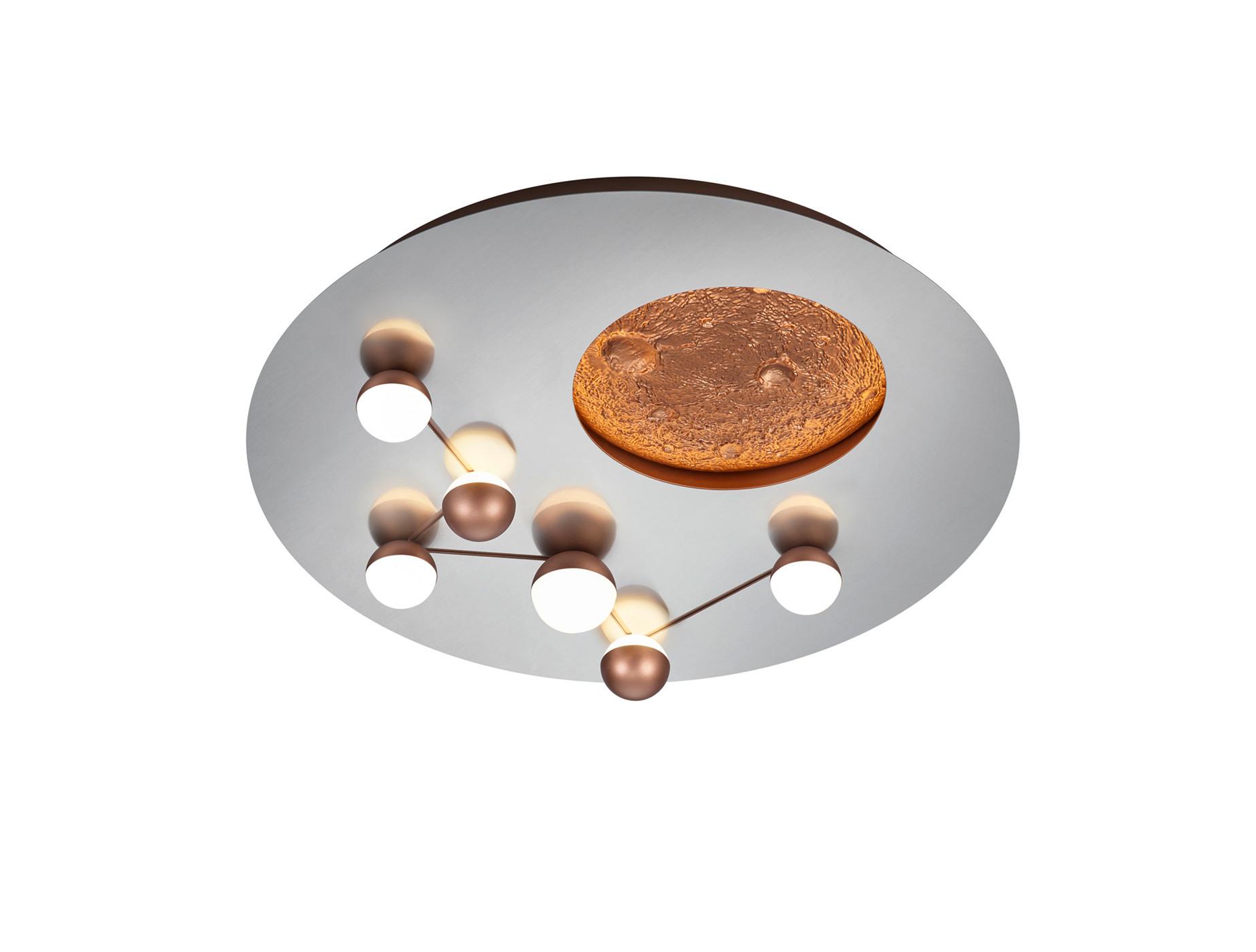 LED-Deckenleuchte Zodiac Braun/Alufarben max. 42 Watt - Alufarben/Braun, Design, Metall (50/10cm) - Trio Leuchten