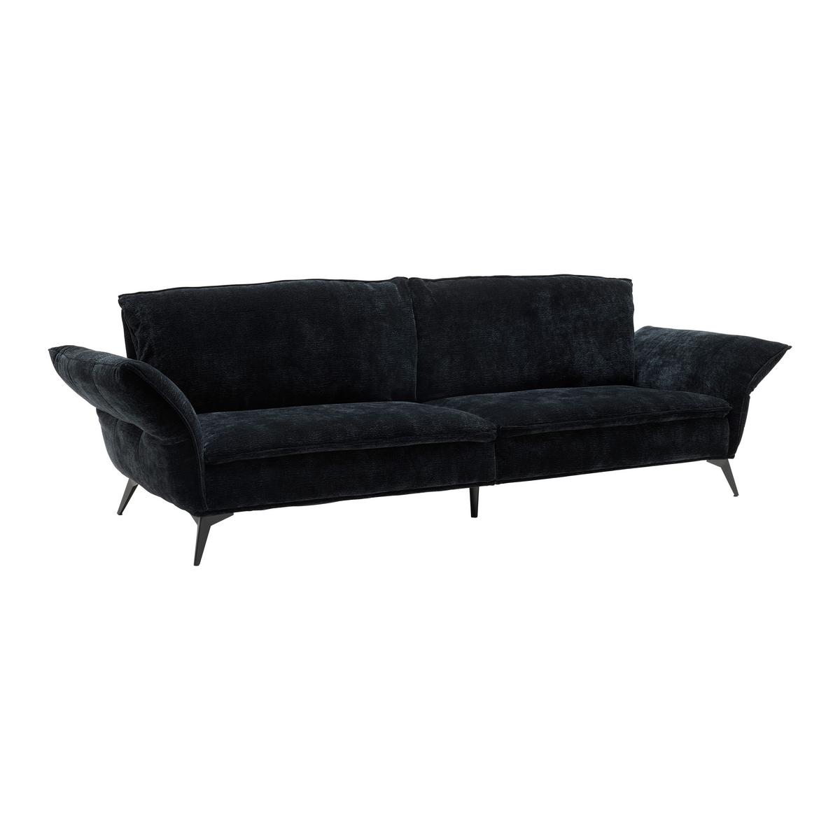 Megasofa Ottawa Schwarz Armlehnfunktion, ohne Kissen - Schwarz, MODERN, Textil/Metall (272/87/107cm) - Premium Living