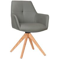 KRZESŁO Z PODŁOKIETNIKAMI MEDUSA - kolor dębowy/antracytowy, Konventionell, skóra/drewno (59,5/87,5/63cm) - Novel