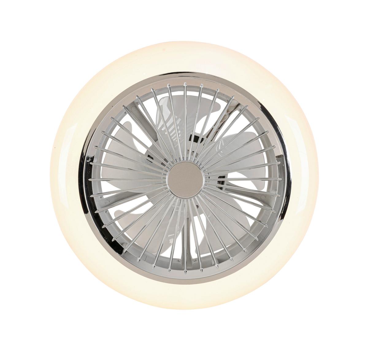 Deckenventilator Tuio Weiß/Chromfarben max. 0,07 W - Chromfarben/Weiß, MODERN, Kunststoff (45/16cm) - Mömax