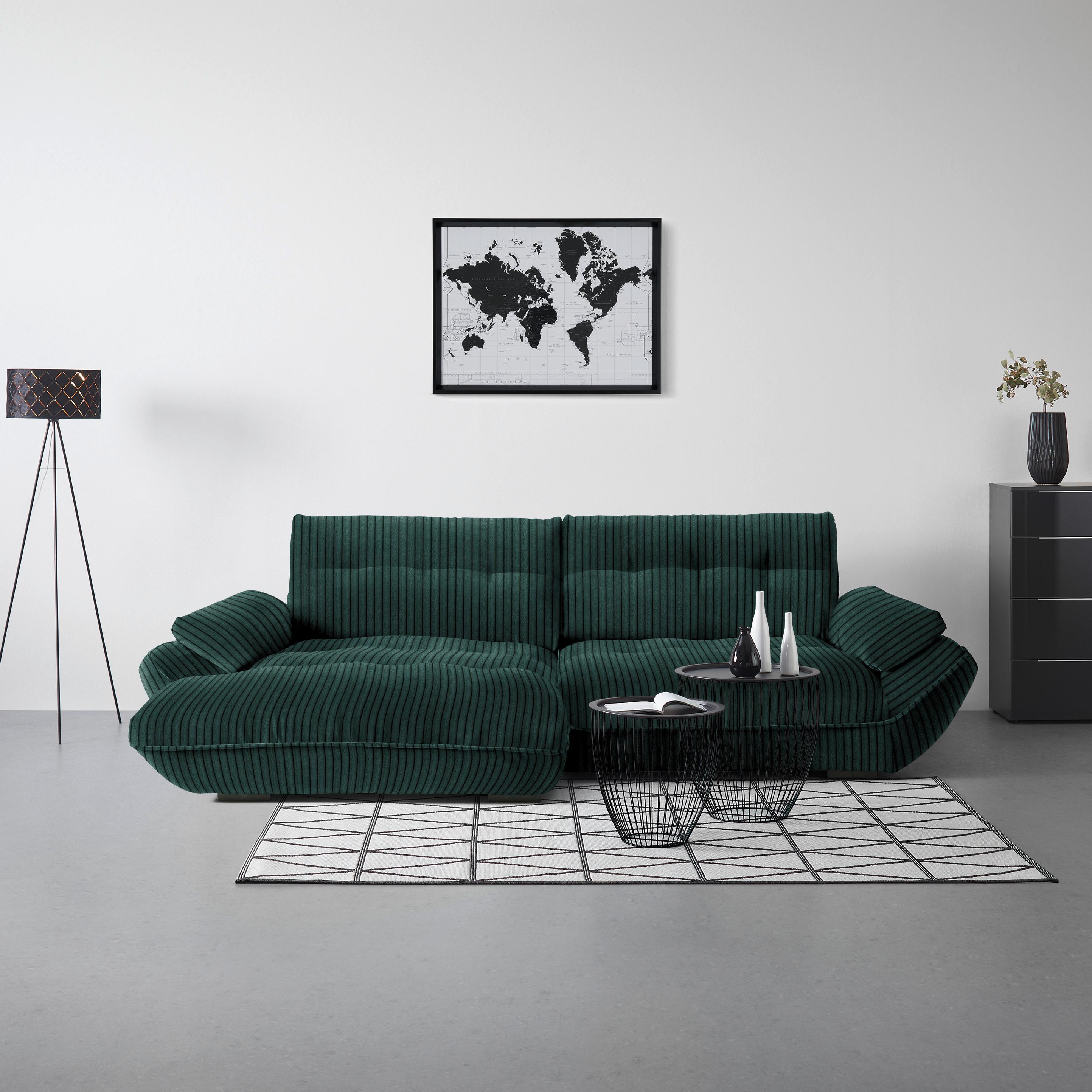 Wohnlandschaft Vivo Dunkelgrün - Dunkelgrün/Schwarz, MODERN, Kunststoff/Textil (179/63/317cm) - Premium Living