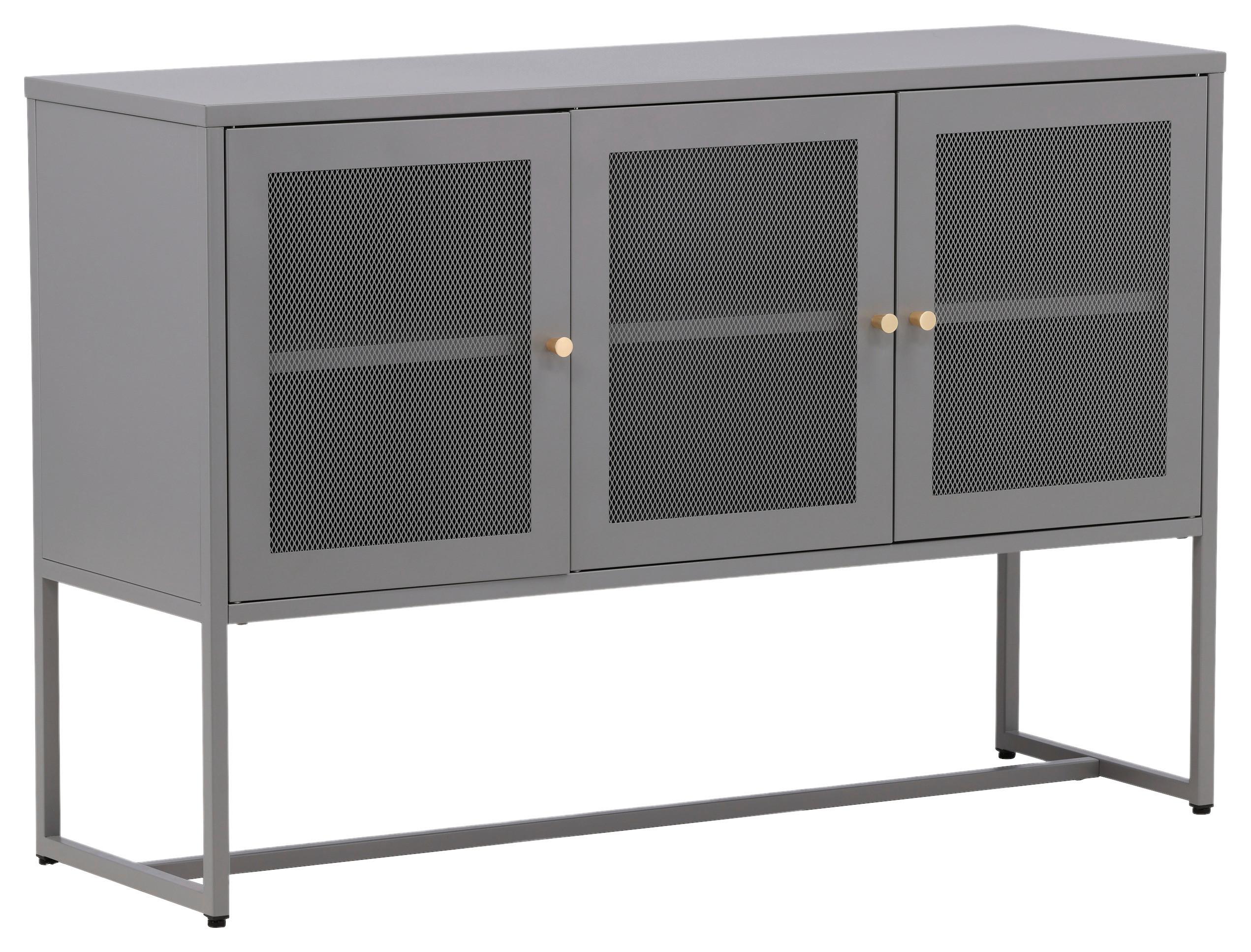 SIDEBOARD MALLA - Hellgrau, Design, Metall (120/80/40cm) - Livetastic
