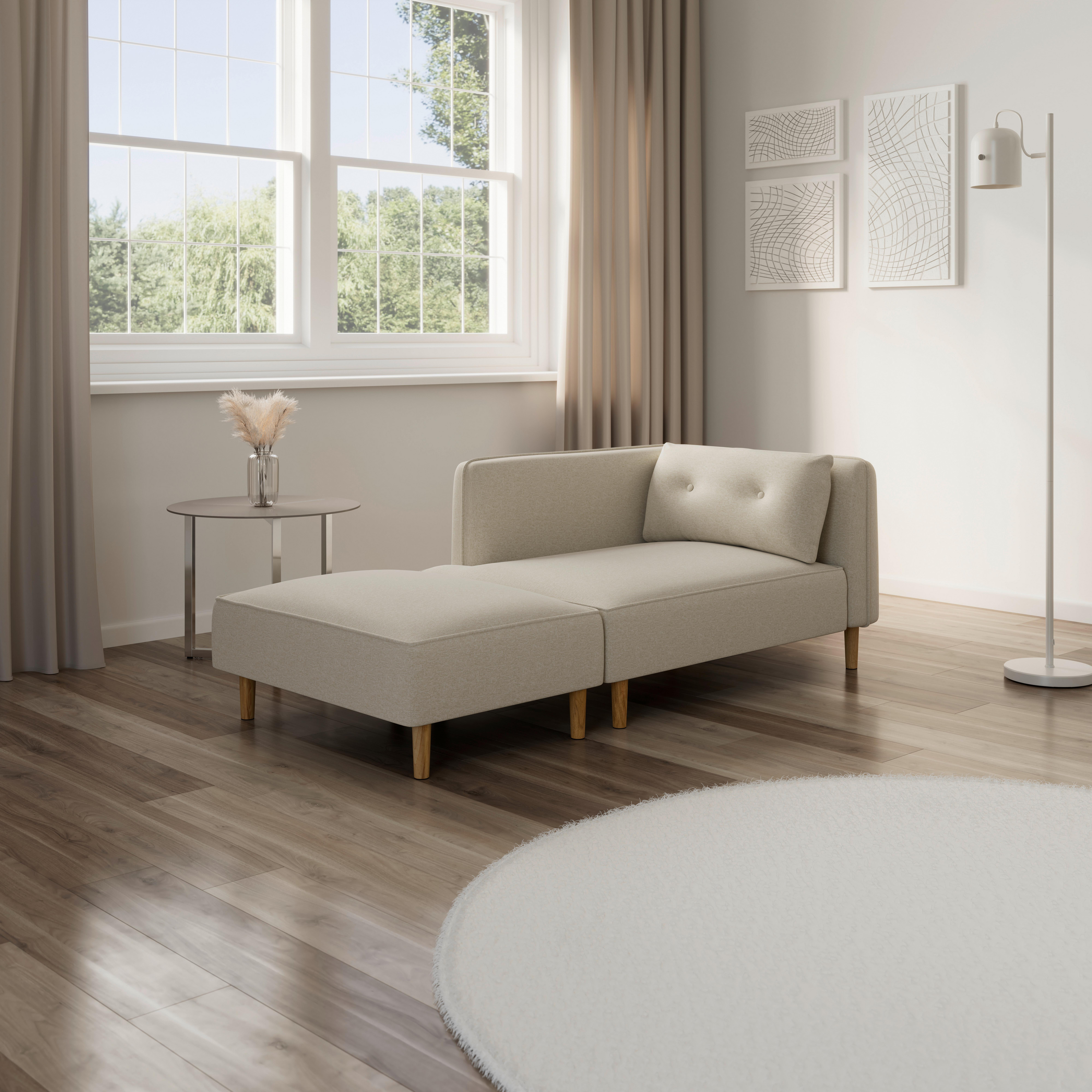 Dívány Fanny - szürkésbarna, Modern, textil/fa (154/55/73cm) - Bessagi Home