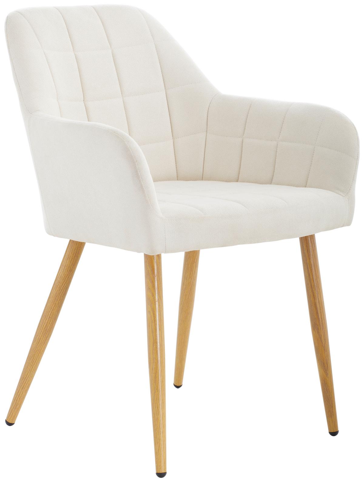 KRZESŁO Z PODŁOKIETNIKAMI DROPS - beżowy/kolor dębowy, Modern, metal/tkanina (57/82/60cm) - MID.YOU