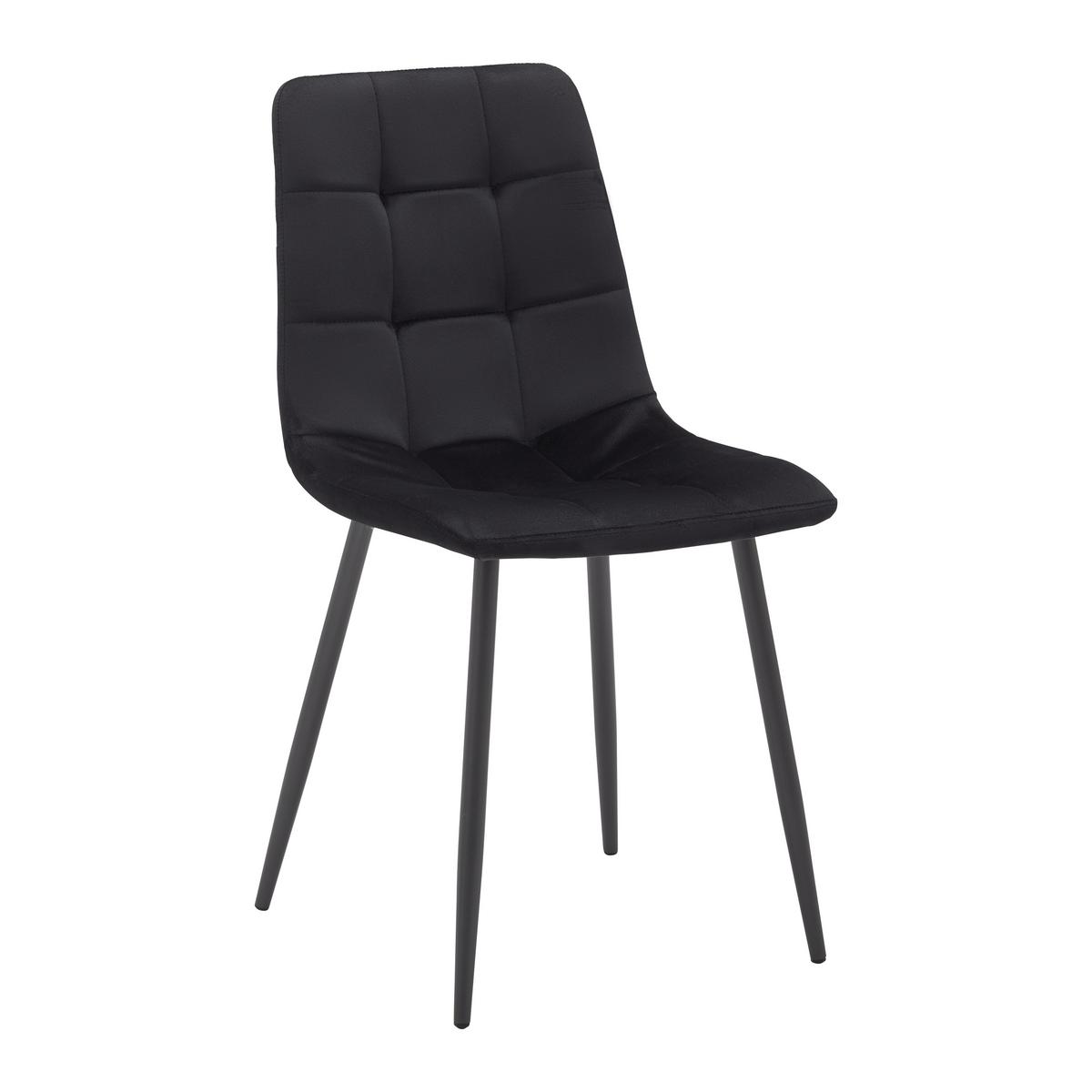 Stuhl Ria Schwarz Samt Gepolstert - Schwarz, MODERN, Holz/Textil (43,5/87/54cm) - Bessagi Home